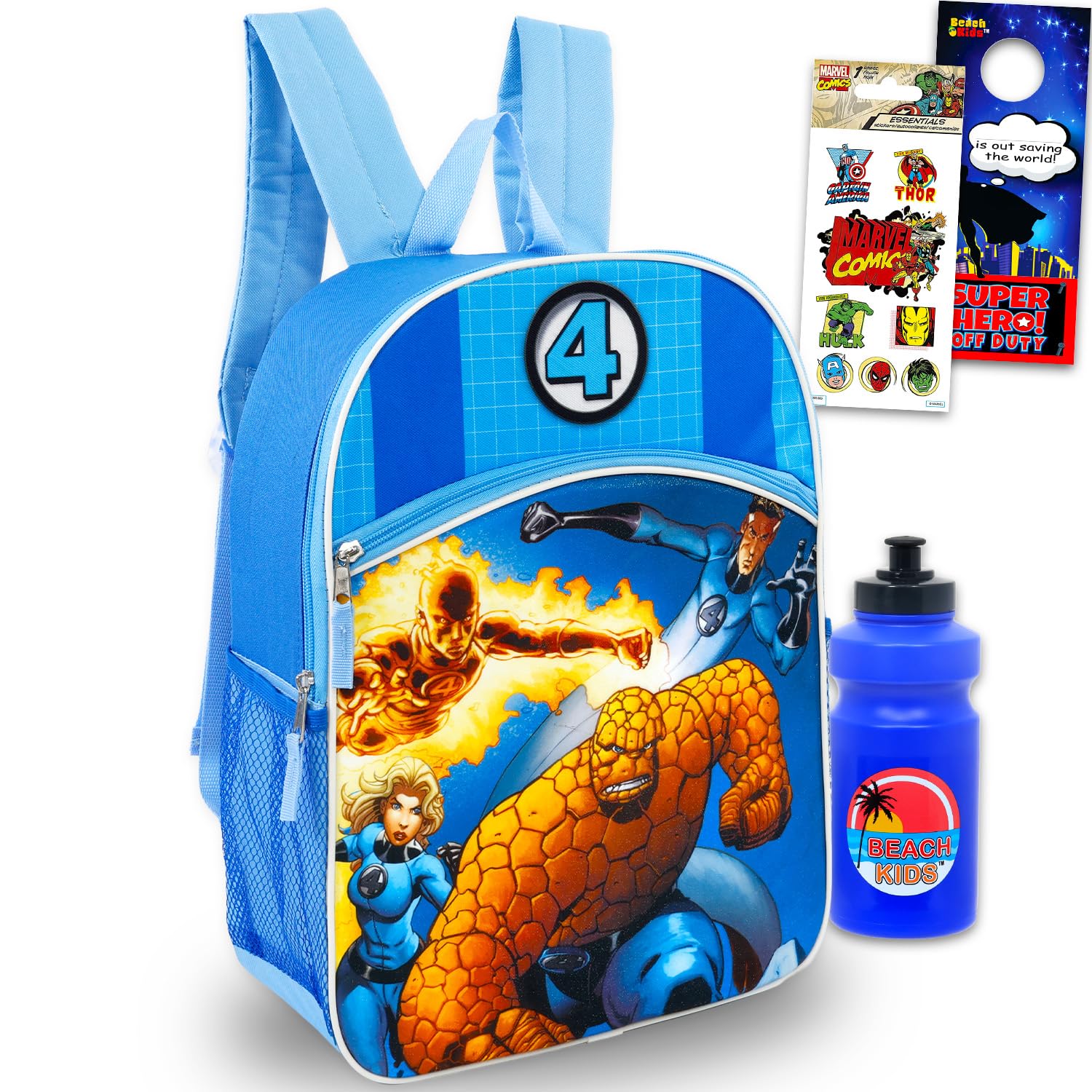 Fantastic Four Backpack for Boys School Bundle w/ 16in Bookbag + More