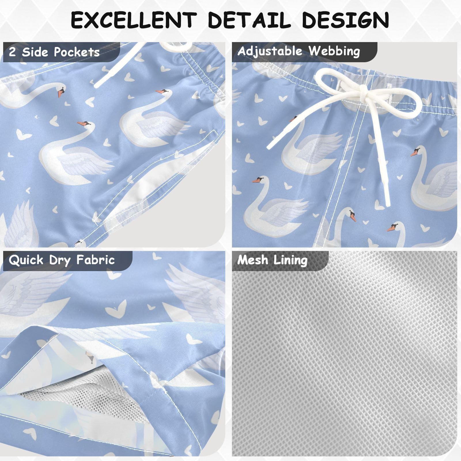 ALAZA Elephant Palm Tree Indian Boys Quick Dry Beach Board Shorts Kids Swim Trunks Bathing Suit Swimsuit L