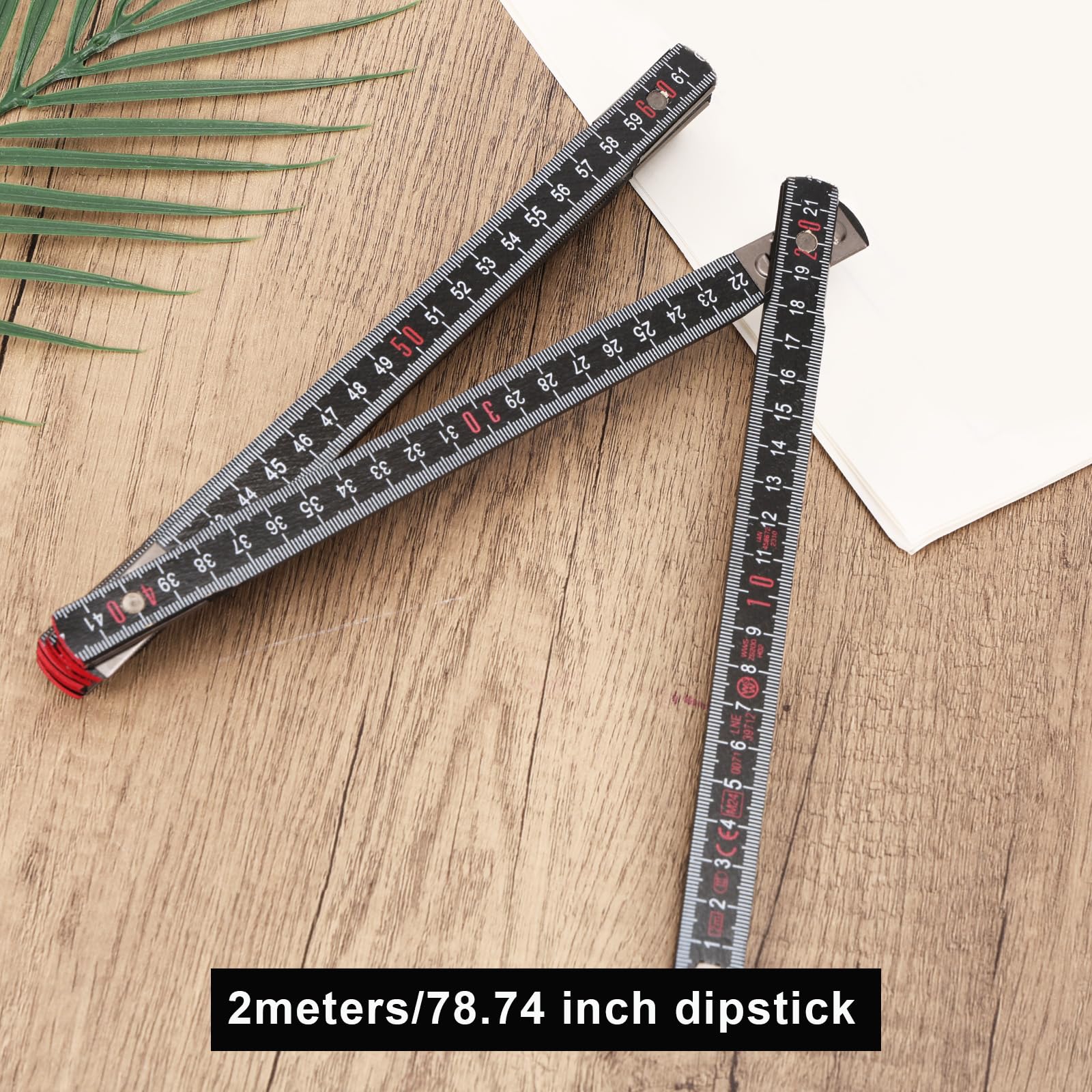 lasuroa Oil Tank Measuring Stick, 10 Fold 78" Solid Wood Folding Fuel Gauge Stick Ruler for Deep Storage Tanks (Black) - Image 3