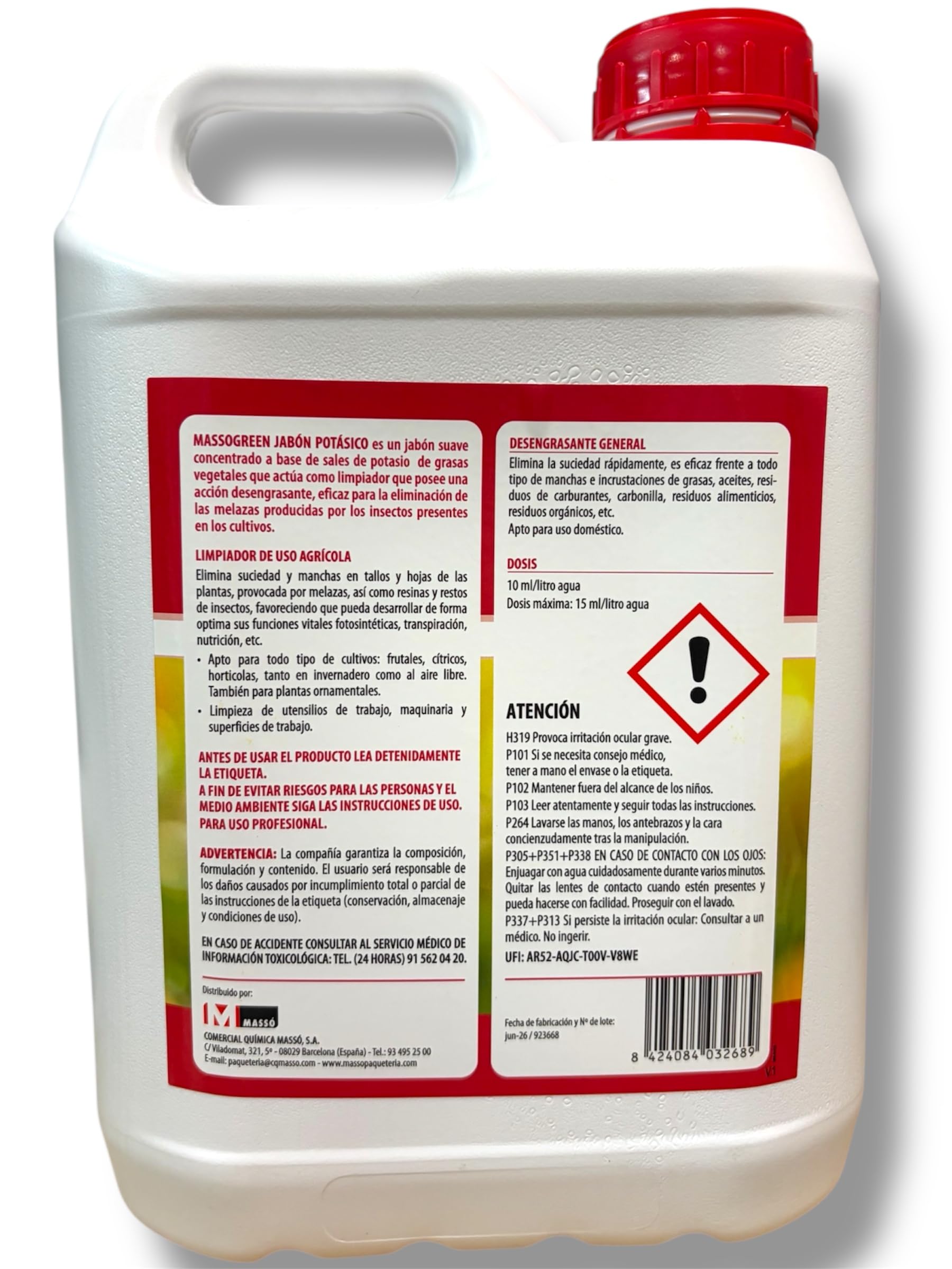 Jabón limpiador de melaza y negrilla sales potasicas 30% para plantas. 5 L. Jabón natural limpiador multiusos para plantas. Jabon potasico 5 L.