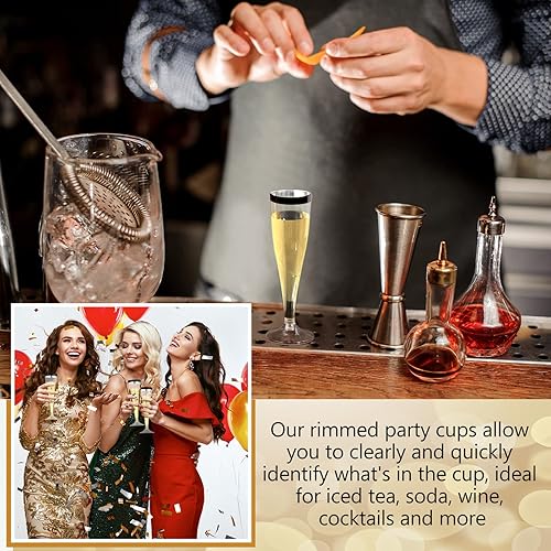 Miniatura 9 de Zubebe 100 copas de champán de plástico de 4.5 onzas de plástico clásico champán transparente para fiestas, vasos de plástico, bodas, fiestas,