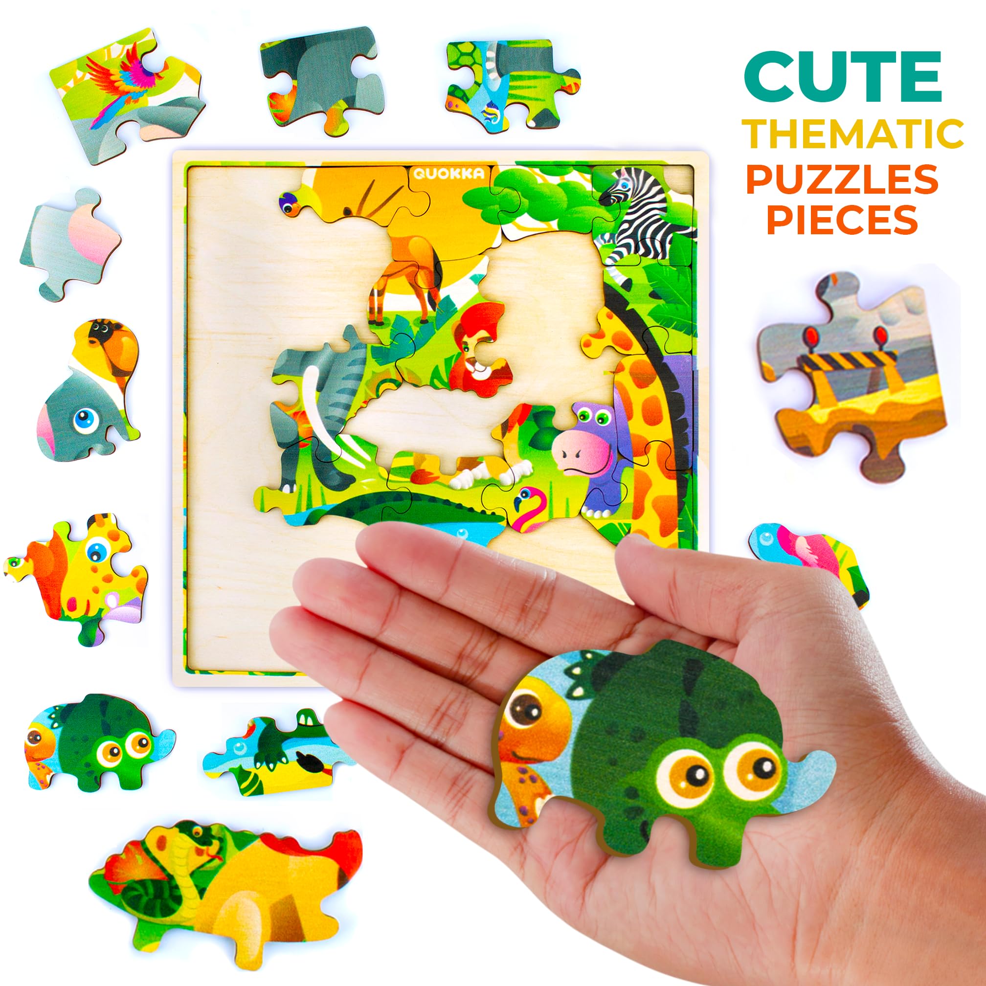 QUOKKA Wooden Africa Puzzles for Kids Ages 3-5, 28 Pieces Toddlers Kids Puzzles Ages 4-8 Year Olds - Image 4
