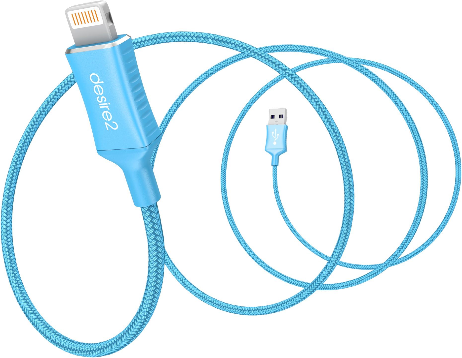 Desire2 USB Apple iphone Cable Charge and Sync MFI Certified1M Nylon for All Iphone Lightning