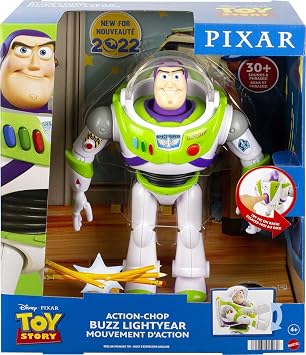Mattel Disney Pixar Toy Story Talking Buzz Lightyear Action Figure with Motion, Action Chop 10-inch Collectible Toy with 30+ Sounds & Phrases
