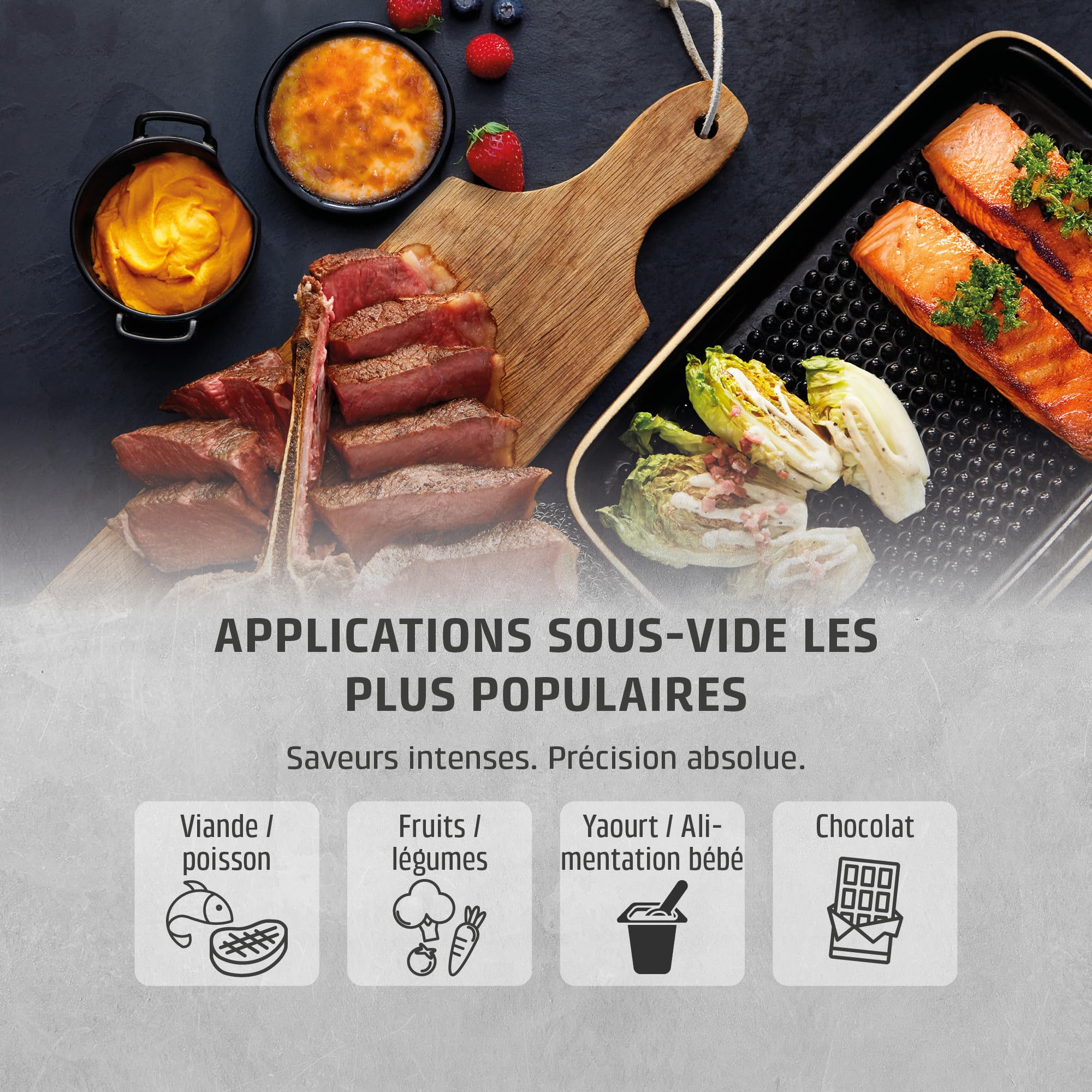 CASO SV400 Stick Sous Vide, pour récipients jusqu'à 20l de volume, 25-90°C par paliers de 0,5°C, IPX7, design peu encombrant