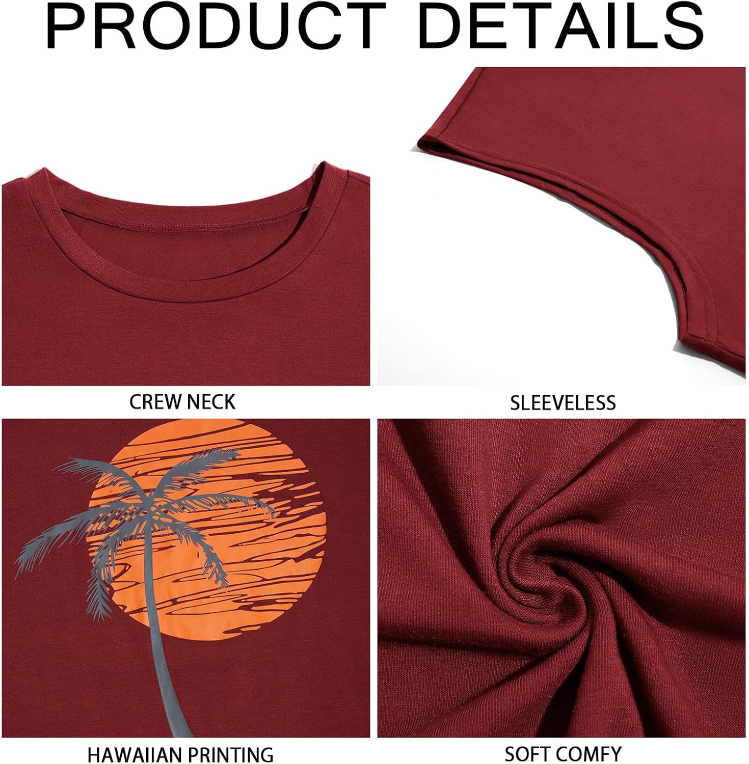 Runcati Mens Sleeveless Tank Tops Workout Gym Muscle Shirts Palm Tree Vintage Hawaiian Summer Beach T Shirts - Image 5