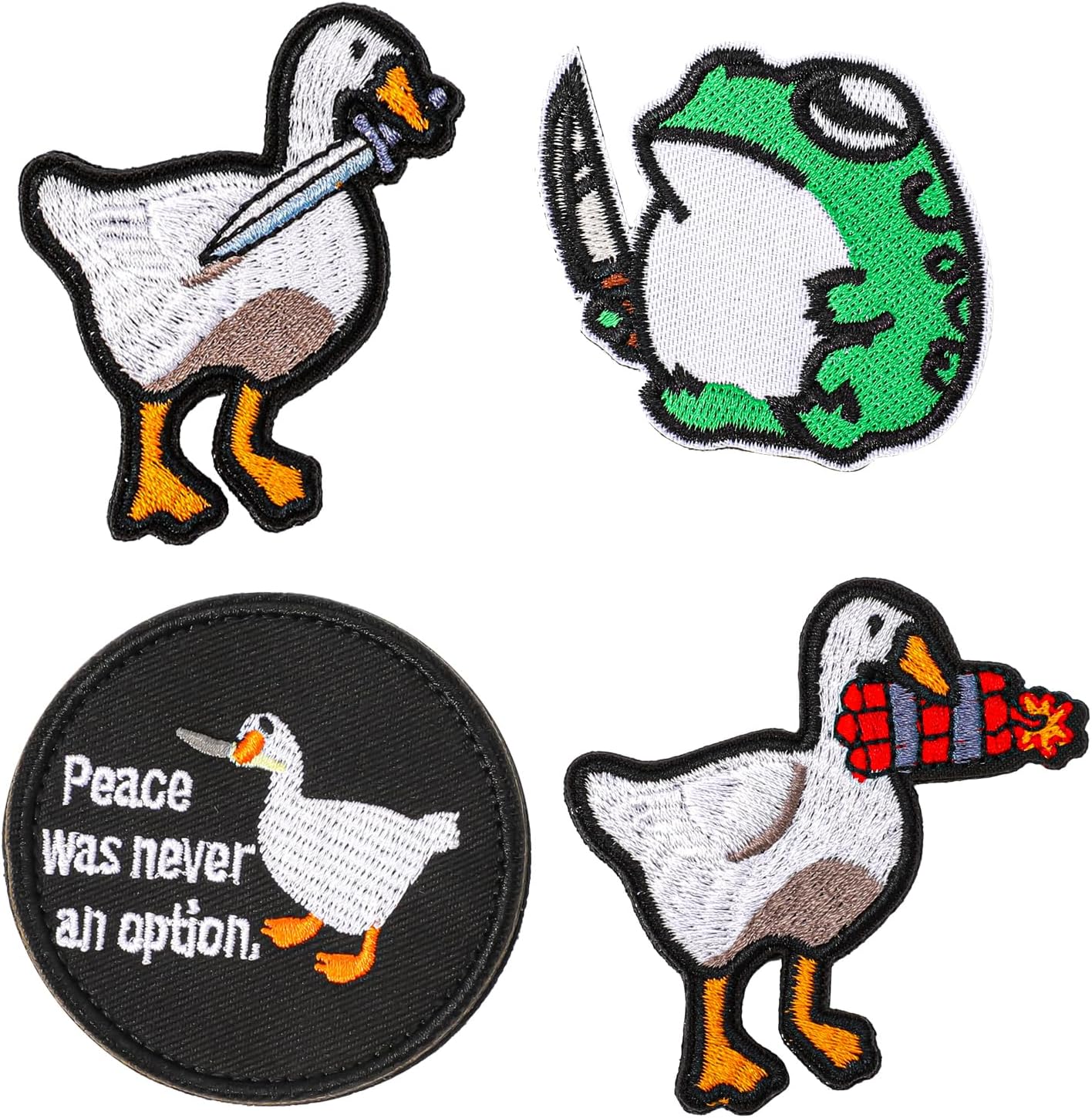 COMNICO 4 Pcs Patches Funny Cute Duck Bite Knife Patch Military Tactical Patch Embroidered Appliques Loop and Hook Patches Set for Backpacks Jackets Jeans