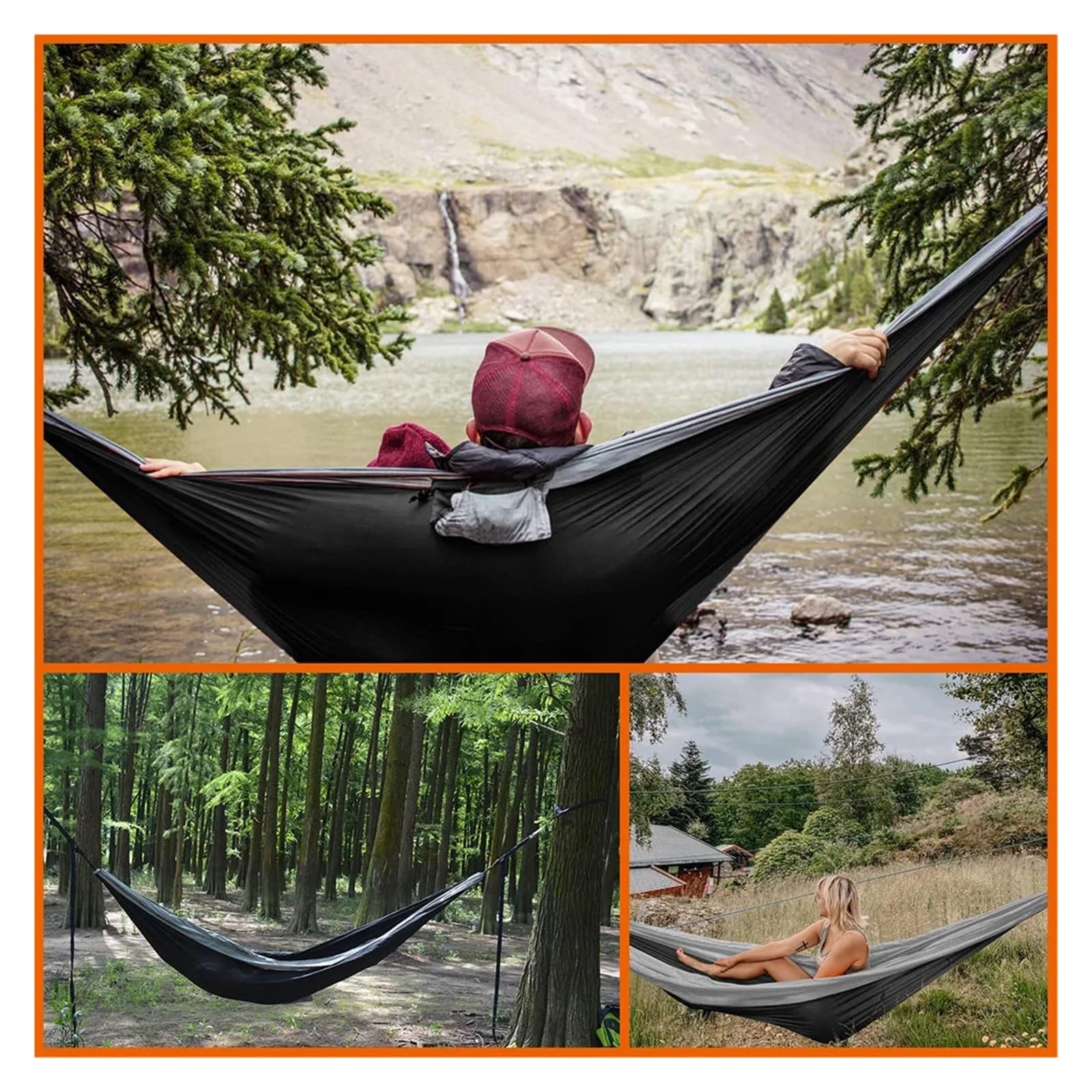 Hamac D‘ExtéRieur Portable Parachute Camping Simple Double Hamacs 102x55 Pouces Intérieur Extérieur Randonnée Voyage Plage Balançoire Hamac avec 2 Sangles d'arbre 214 (Color : 6)