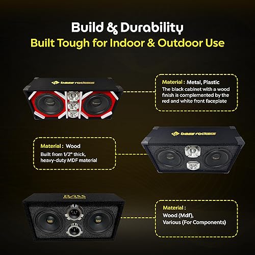 Miniatura 4 de Bass Rockers Caja Chuchera Chero Cargada de 8" con Altavoces de Rango Medio de 8" y Tweeters Cromados de Alto Rendimiento de 4" 1200W para Uso
