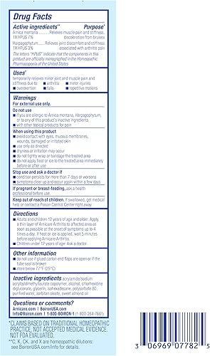 Miniatura 8 de Boiron Arnicare Crema para la artritis para aliviar el dolor de rodillas, manos, muñecas, codos, articulaciones y músculos, de rápida absorción y