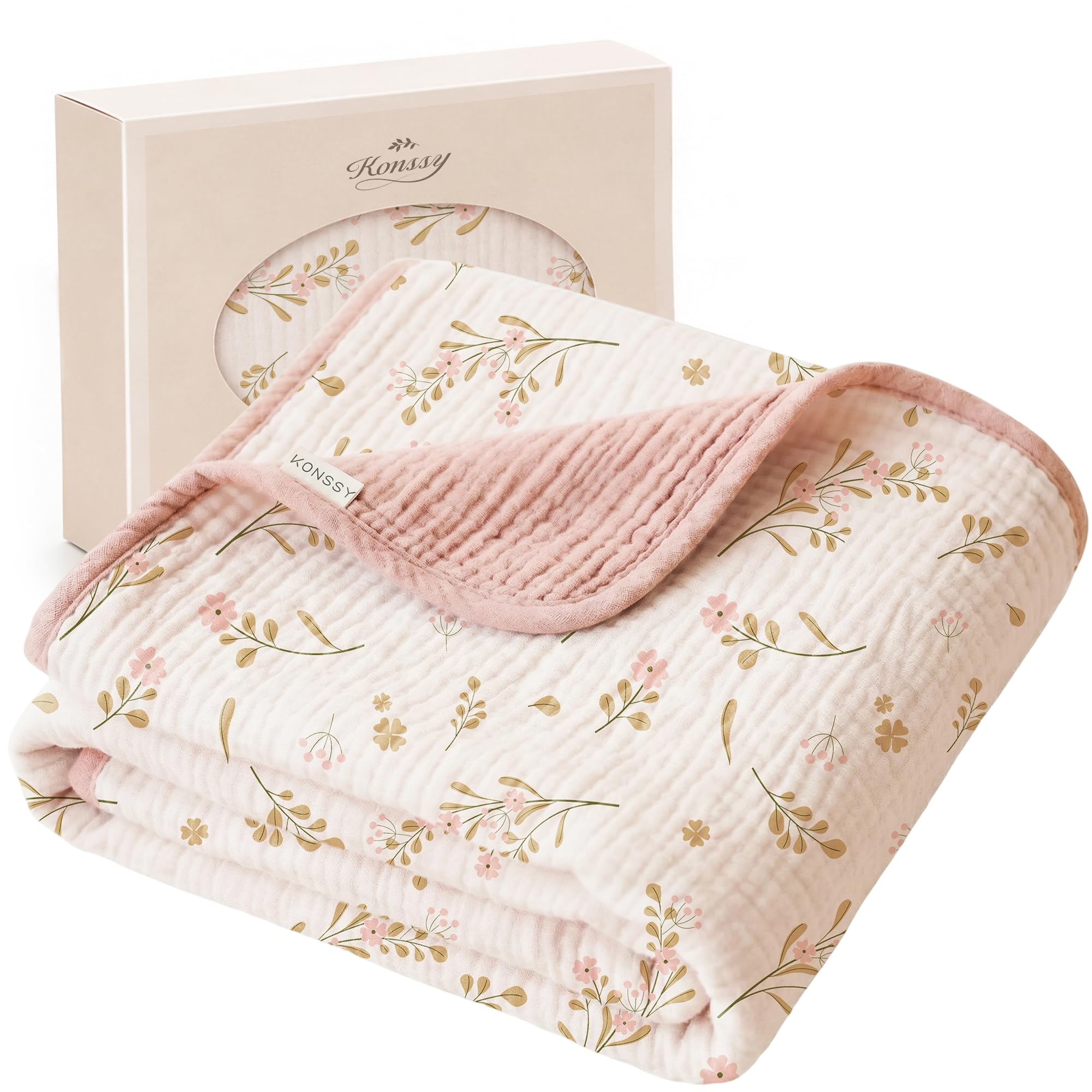 Konssy 100% Cotton Muslin Baby Blanket