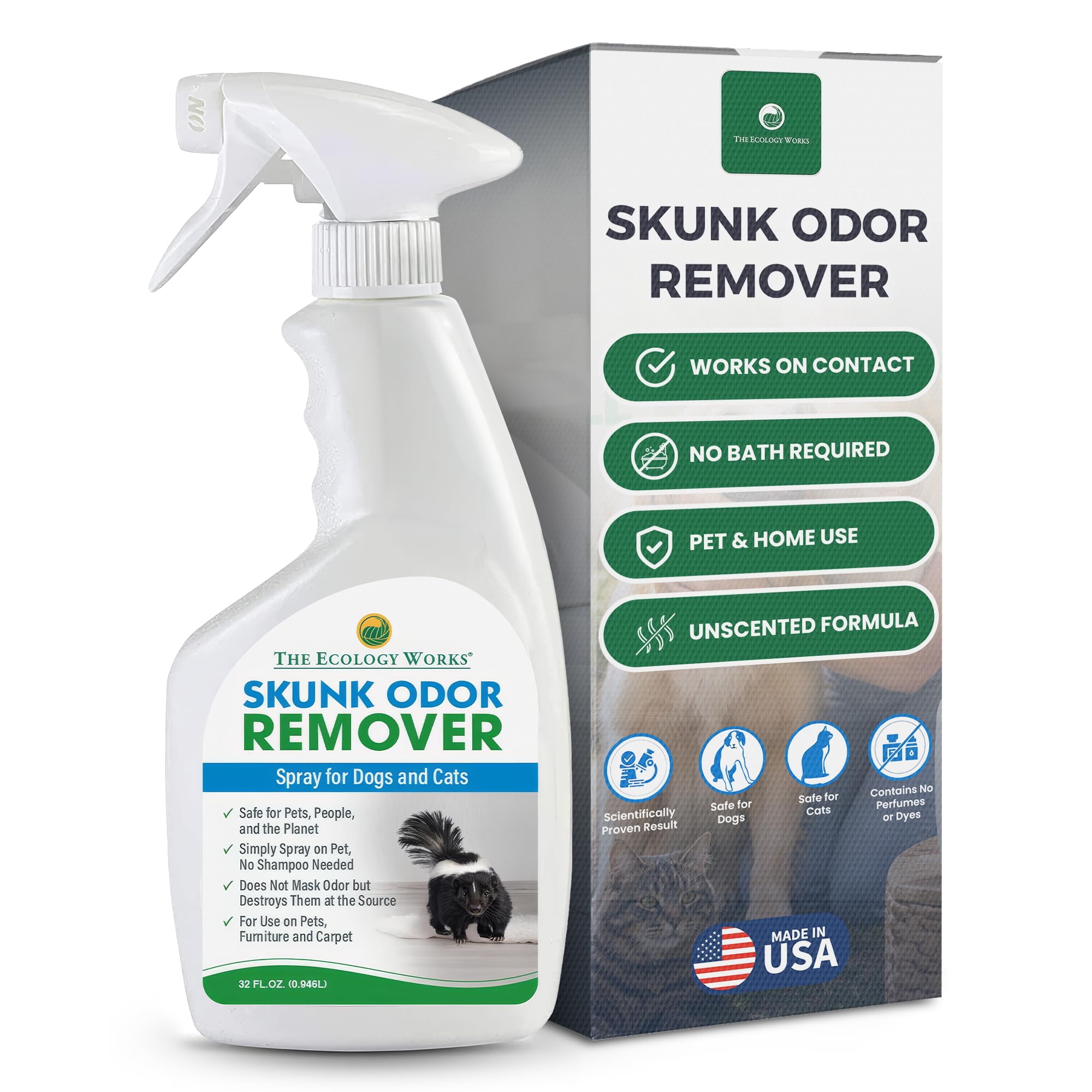 Skunk odor remover for dogs and pets spray