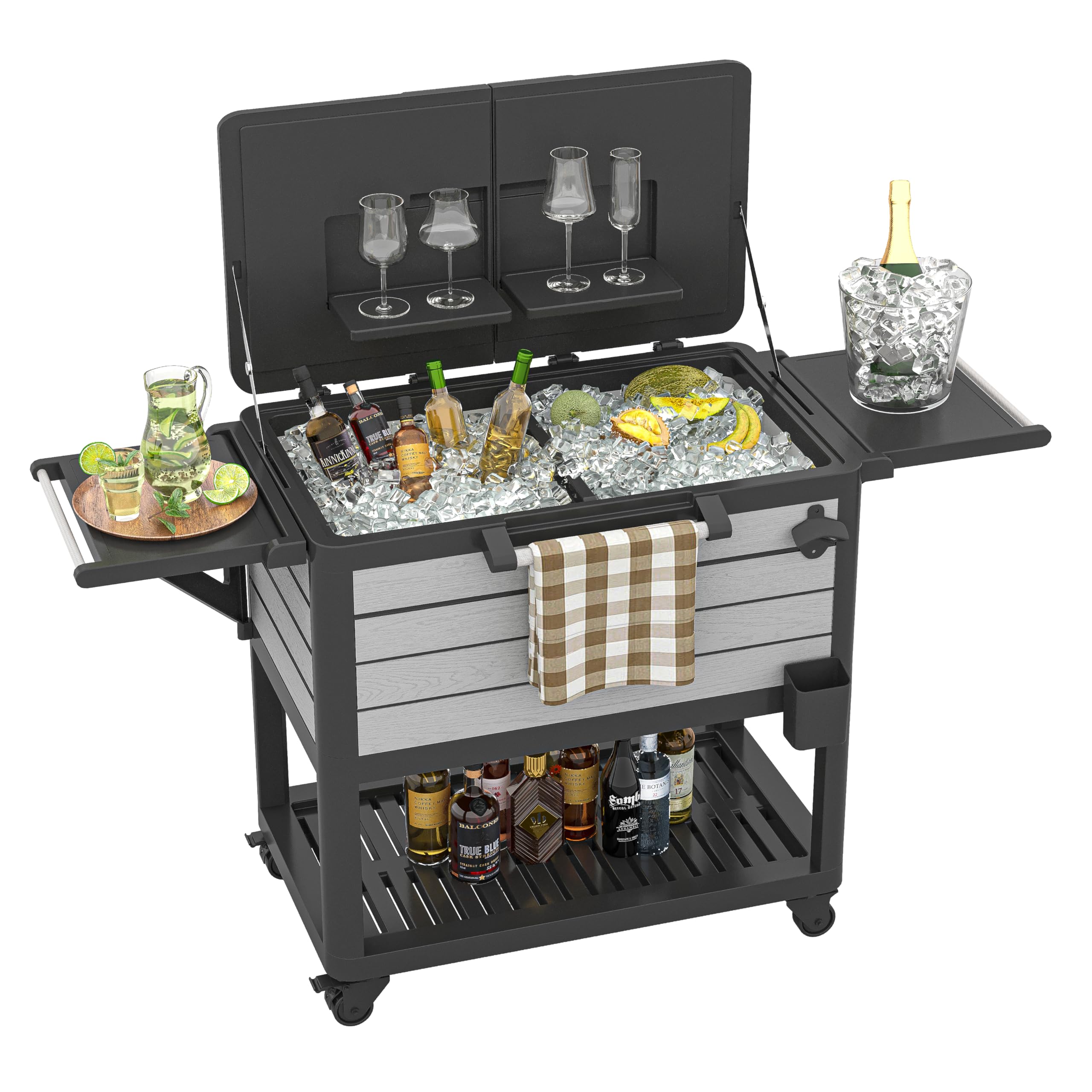 UDPATIO 104 Quart Patio Rolling Cooler Cart