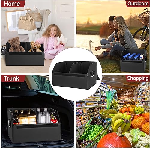 Miniatura 4 de JEYODA Organizador de maletero de cuero de gamuza, organizador y almacenamiento suave de gran capacidad, plegable, con labio, para automóvil, SUV,