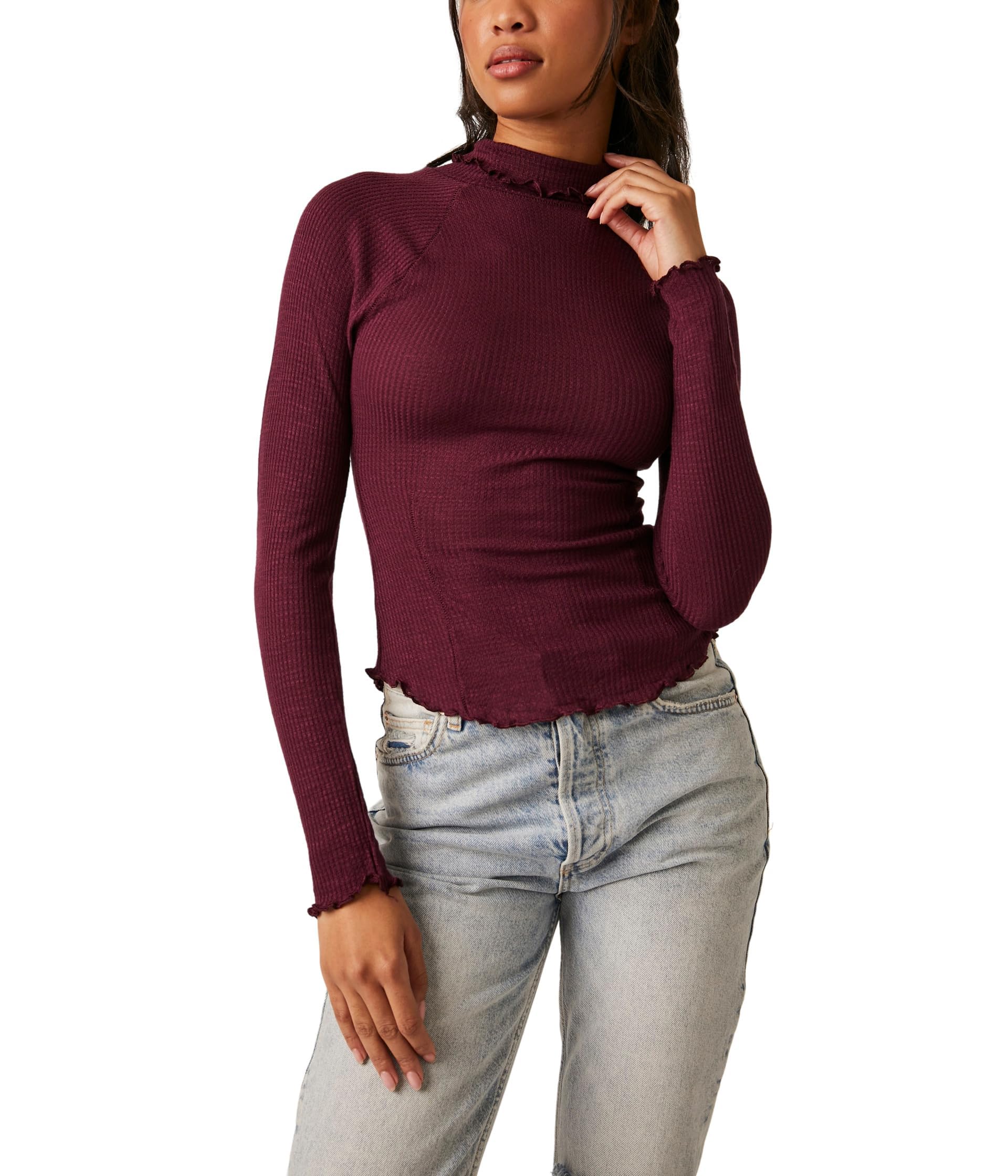 Free People Make It Easy Thermal Precious Wine XS (Women's 0-2)