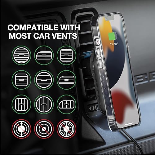 Miniatura 5 de Scosche MQ5WDV-1 MagicMount Pro Charge5 WindowDashVent 15W magnético, certificado Qi, soporte de teléfono de carga inalámbrica, soporte para