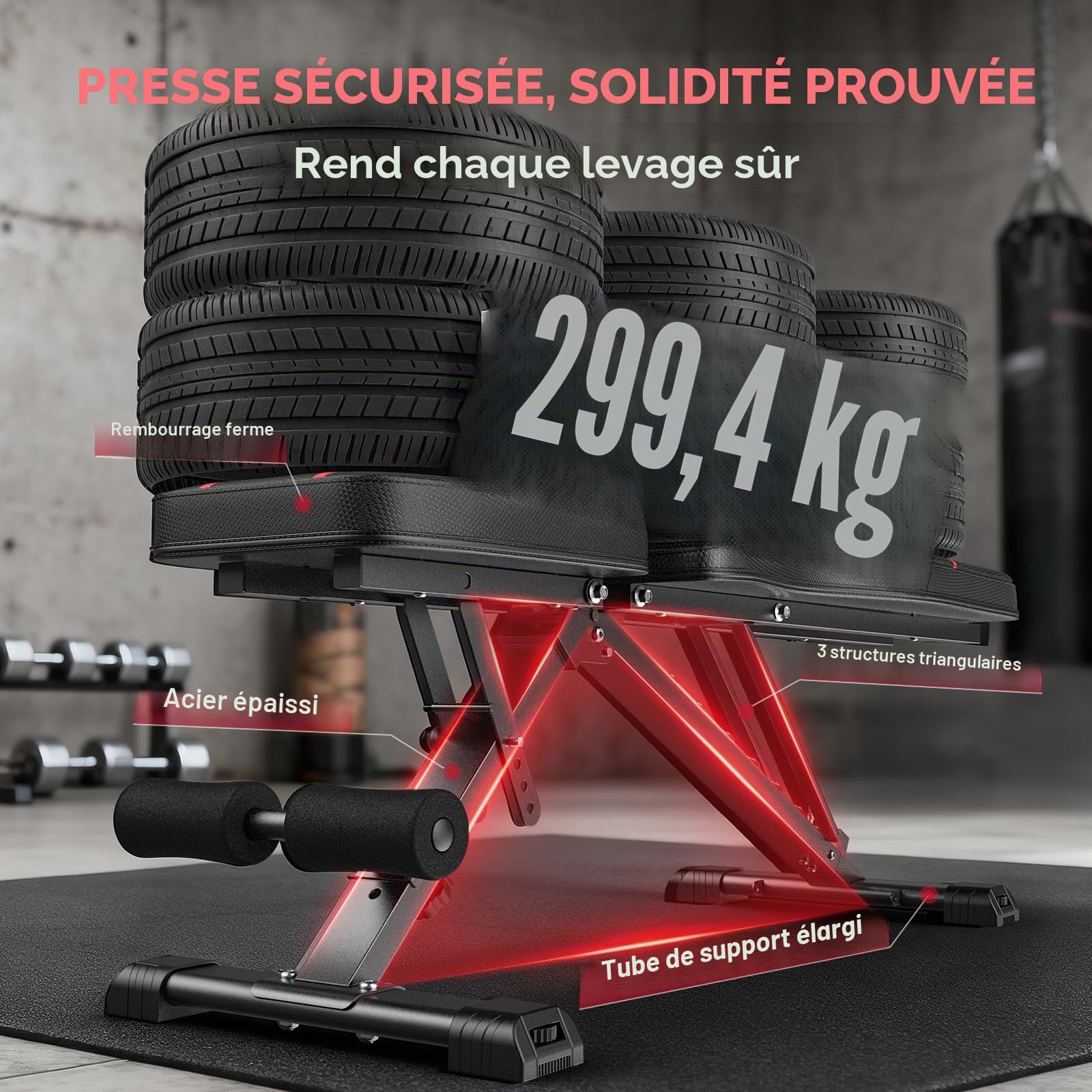 Banc de musculation réglable, pliable et facile à ranger, positions plate/inclinée/déclinée/verticale pour entraînement complet du corps chez vous et au bureau, pré-monté à 80%