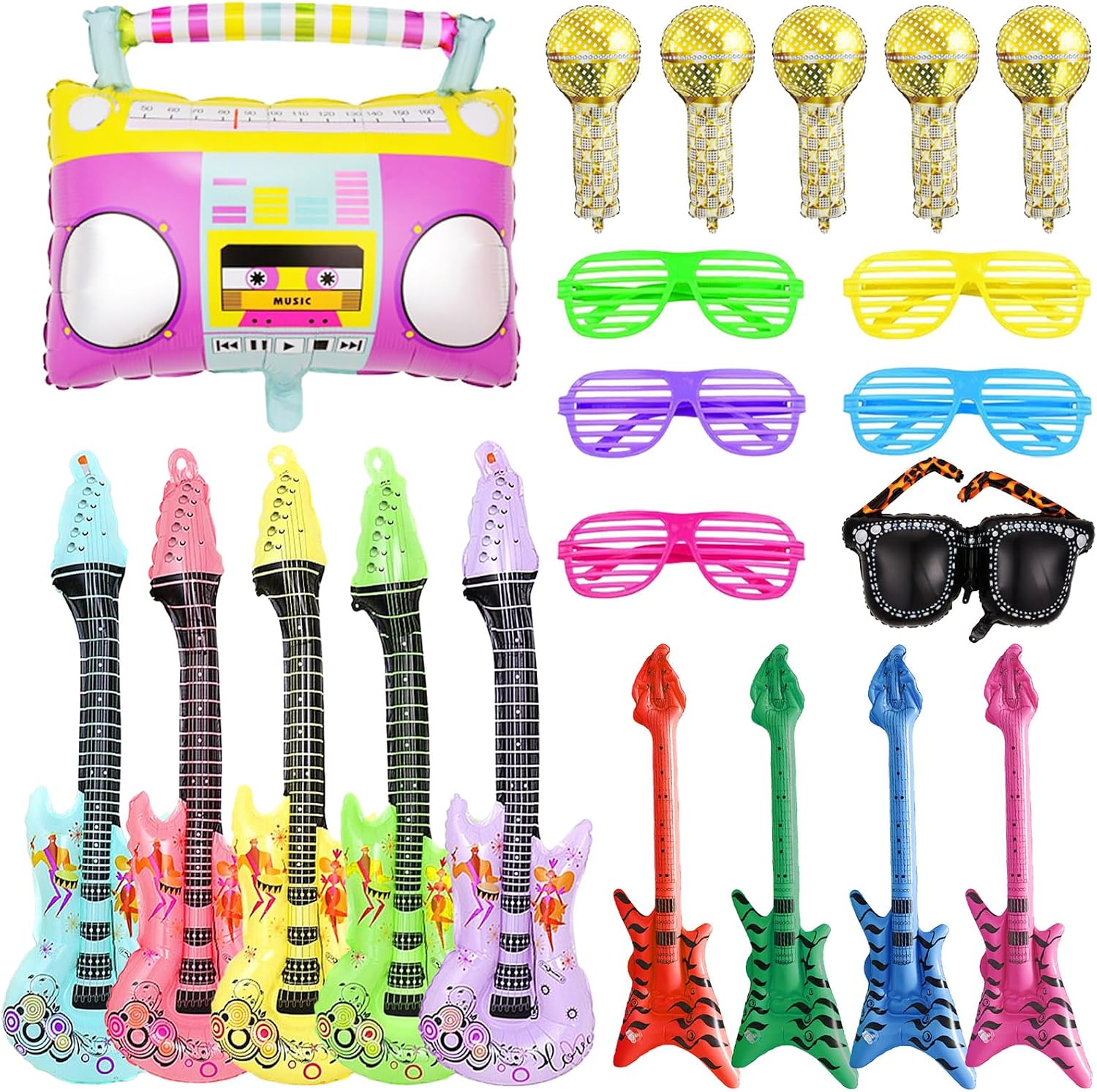 Inflateble Instruments 21 Pcs Inflatable Instruments Props, Inflatable Musical Toy Set with ...