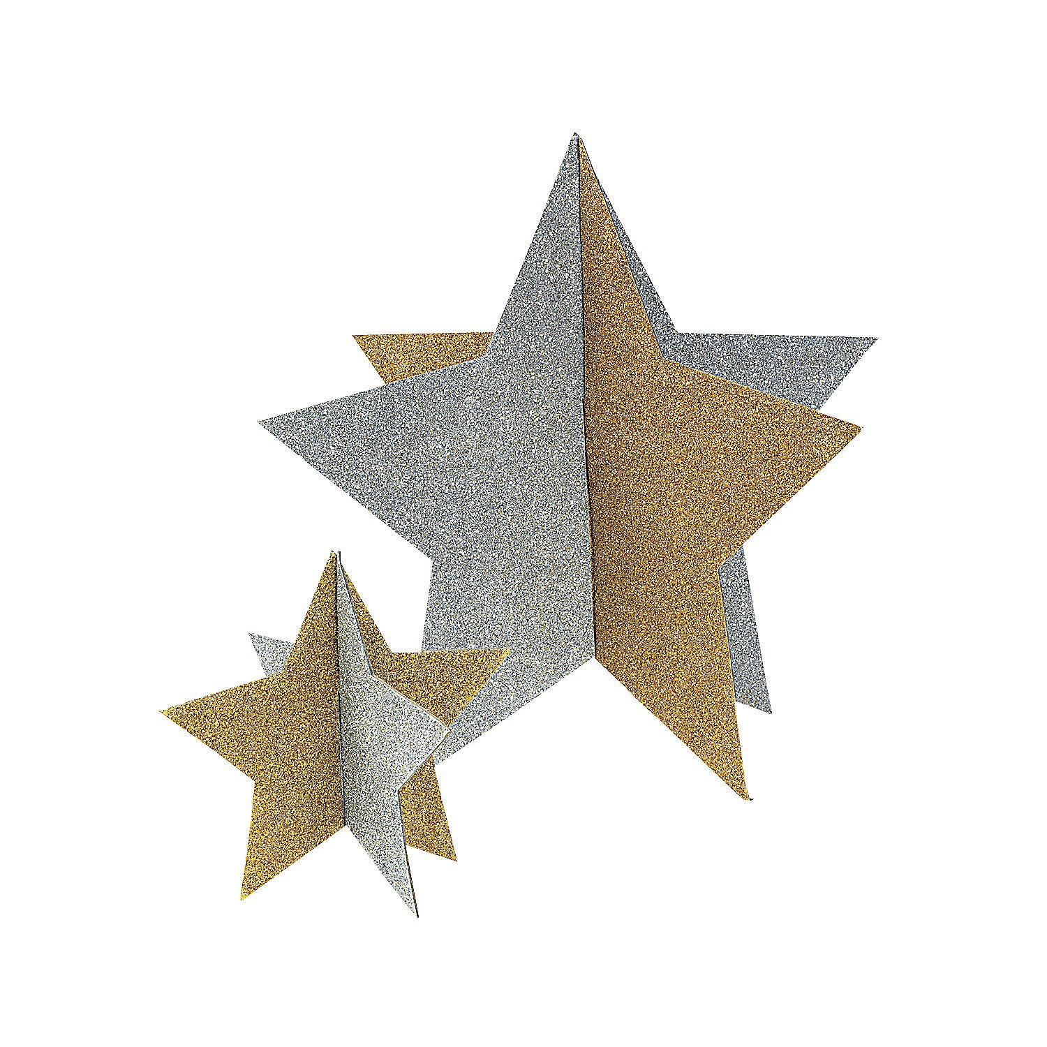 Fun Express - Gold & Silver Star Centerpieces (4pc) for Graduation - Party Decor - General Decor - Centerpieces - Graduation - 2 Pieces