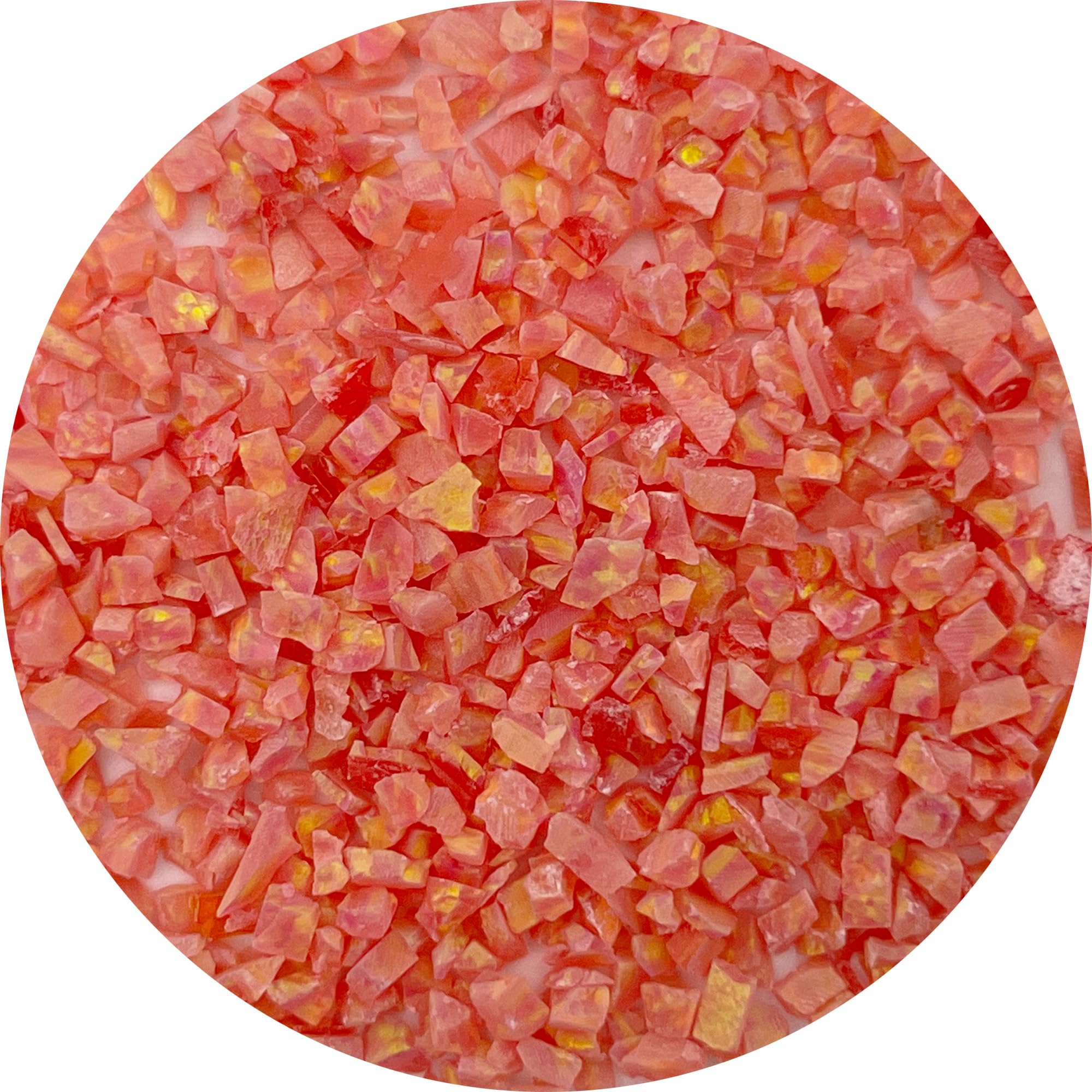 Gryrigns Crushed Created Opal Stone for Wood Inlay Resin Craft Jewelry Making DIY (Coral Pink, 2 Grams)
