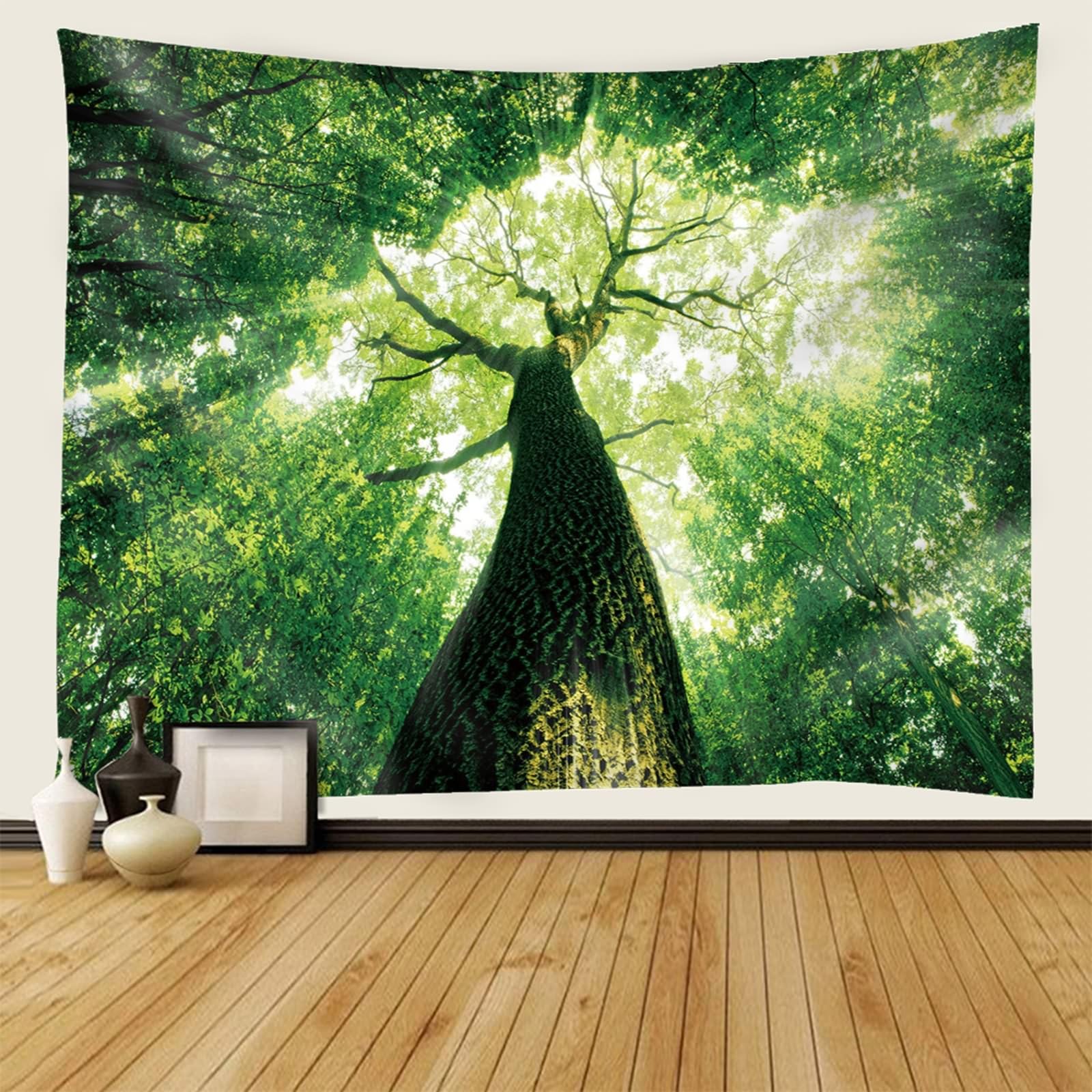 Tapiz de poliéster para colgar en la pared, 300 x 256 cm, para dormitorio, salón, color verde