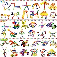 Vista 2 de Bloques de construcción para niños, juguetes STEM, 120 piezas de engranajes de plástico que se entrelazan y se doblan - Material seguro - Juguetes