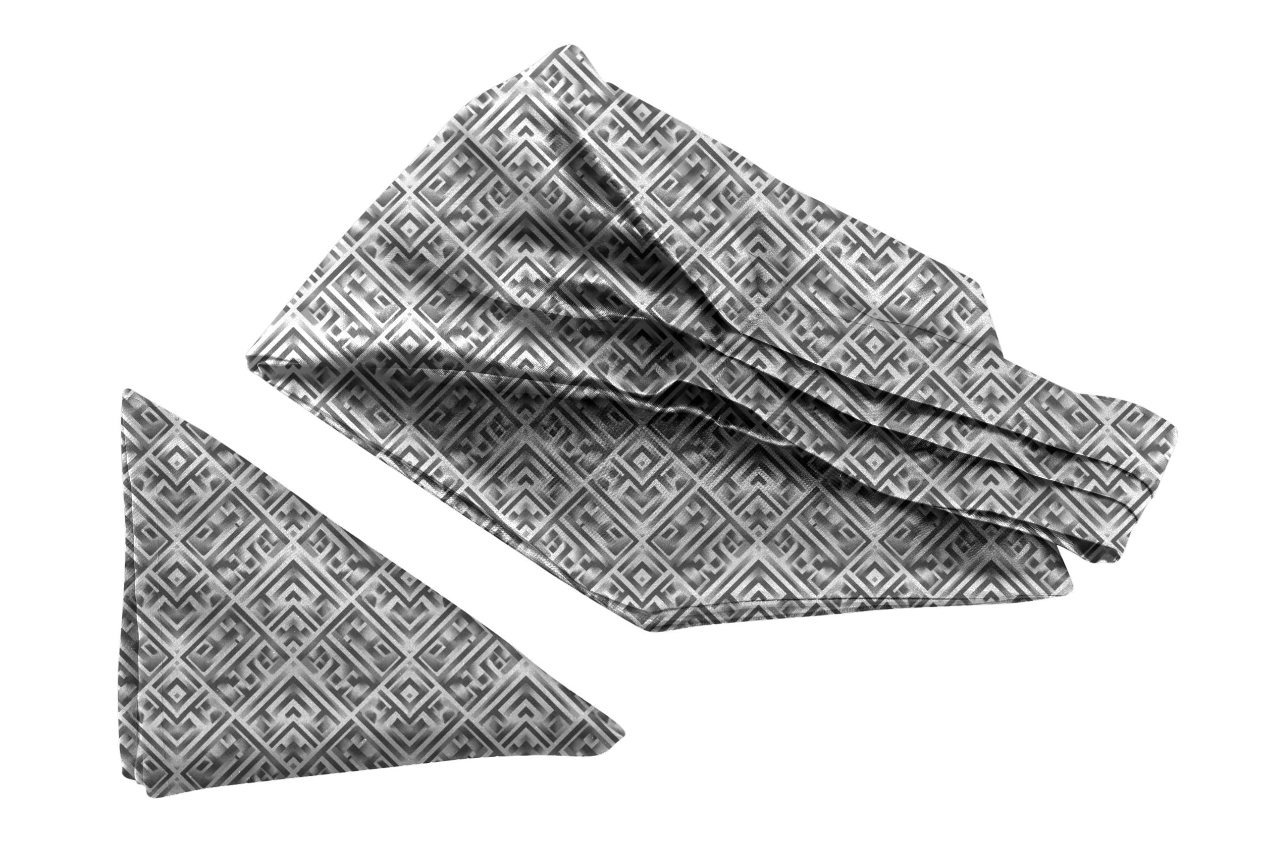 blacksmith Geometric Grandeur Printed Ascot and Macthing Pocket Square for Men-picture-25