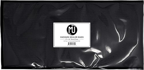 MJ Bolsas selladoras al vacío de grado comercial para almacenamiento de alimentos, Sous Vide  Paquete de 50 (11 x 24 pulgadas 5 mil, negro y