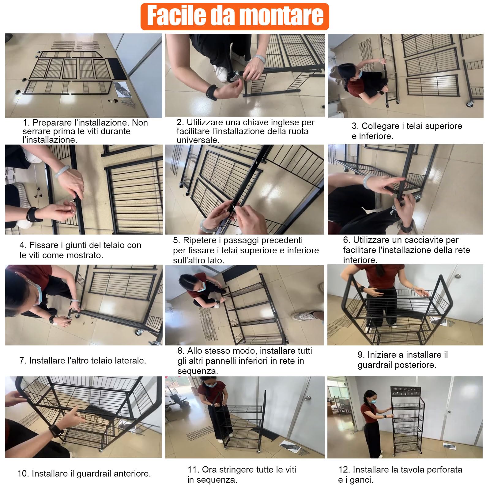 Espositore per snack da supermercato 5 ripiani, espositore per negozi nero indipendente con 12 ganci e 4 ruote, grande scaffale per snack in metallo per attività commerciali
