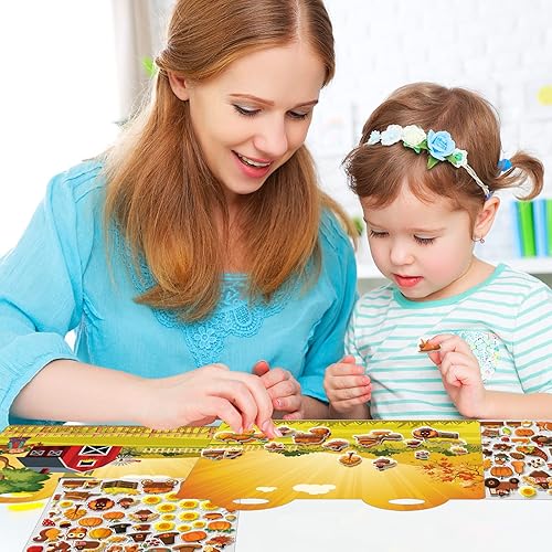 Miniatura 6 de Juego de calcomanías hinchadas de Acción de Gracias para niños, haz una escena de otoño, juego de calcomanías 3D, libro de actividades de otoño, haz