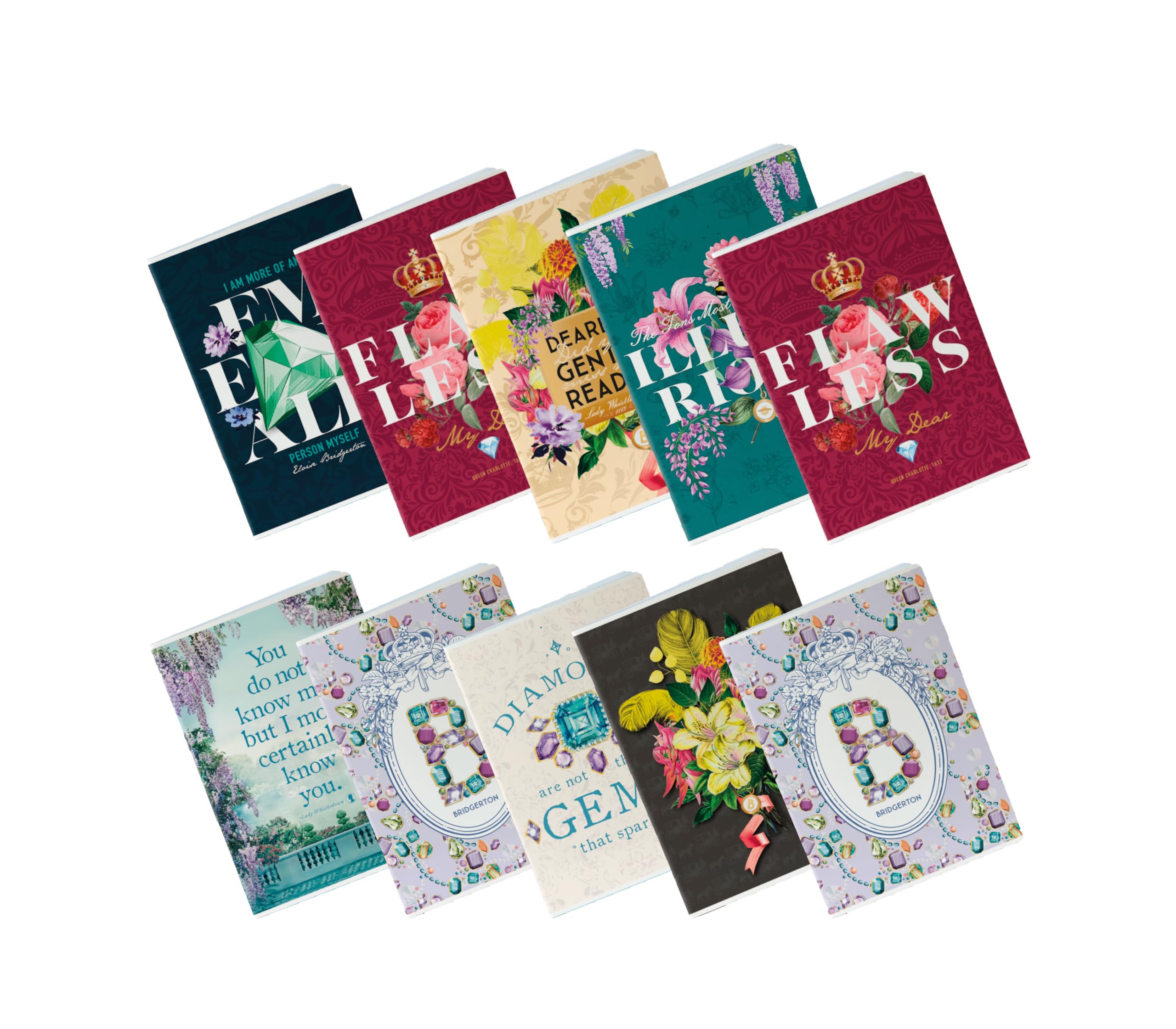 Pigna x Bridgerton Pack of 10 A4 Maxi Notebooks 80g Paper 80 Pages + Personalised Cover Page 1R Lined