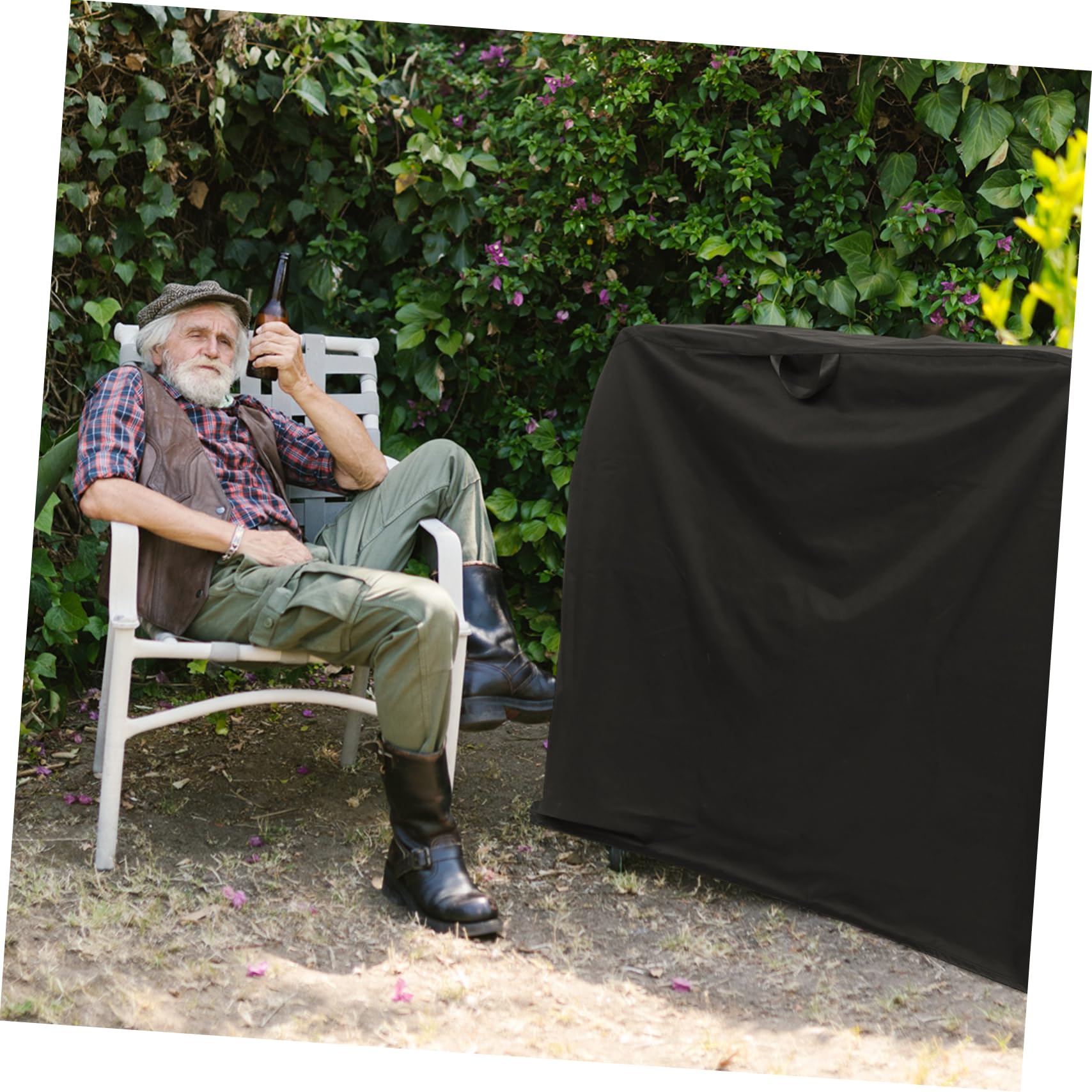 INOOMP Funda Protectora para Parrilla de Barbacoa al Aire Libre Color Negro, Material Poliéster Resistente y Fácil de Transportar para Muebles o Grill