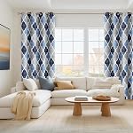 Beauoop 100% Blackout Curtains 84 Inches Long 2 Panels for Bedroom Living Room Blue Grey Moroccan Geo Room Darkening Thermal Insulated Soundproof Grommet Top Window Treatments Drapes, 50x84 Set of 2
