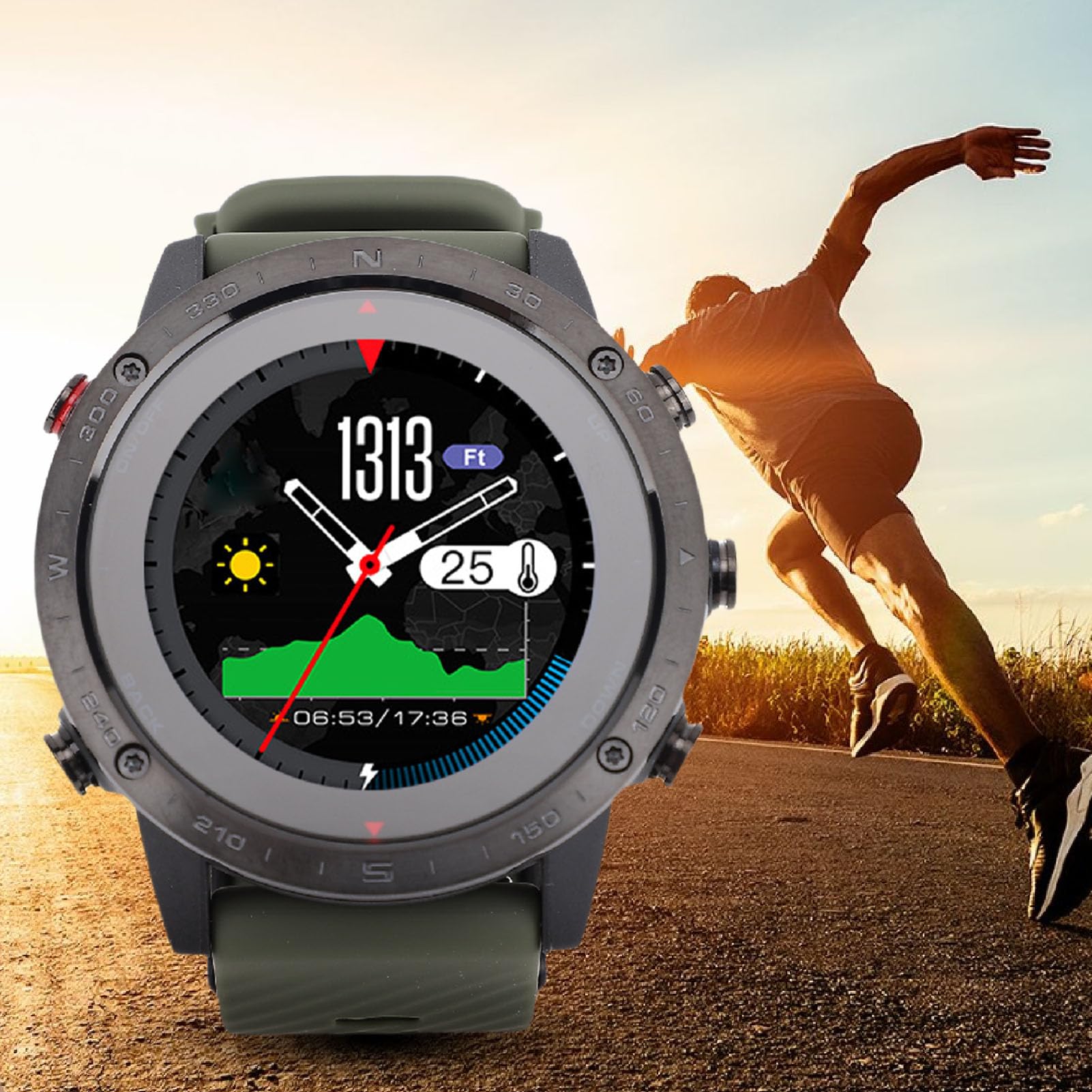 EMUKOEP Reloj de Pulsera Deportivo para Natación, Reloj Inteligente Redondo, de Buceo con Batería de Larga Duración, Función de Recordatorio Impermeable para Actividades Al Aire