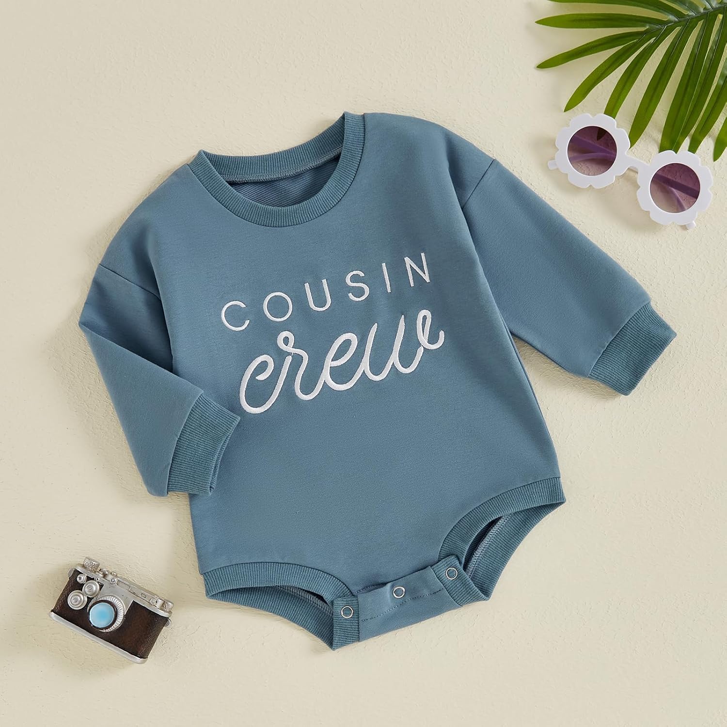 Newborn Baby Boy Girl Bubble Romper Cousin Crew Embroidery Long Sleeve Bodysuit Infant One Piece Fall Outfit - Image 3