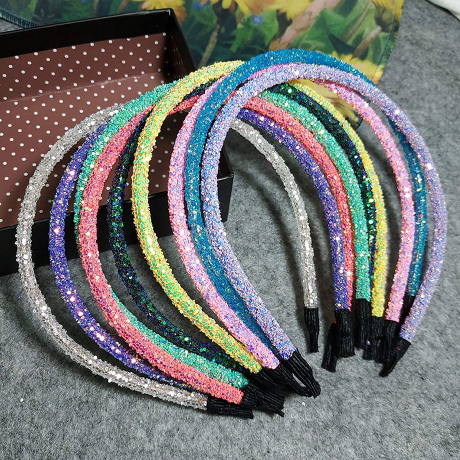 Barrettes, Fashion Glitter Sequined Hair Hoop Hairband Women Opaska do mycia twarzy Nakrycia głowy (jasnozielony jeden rozmiar)