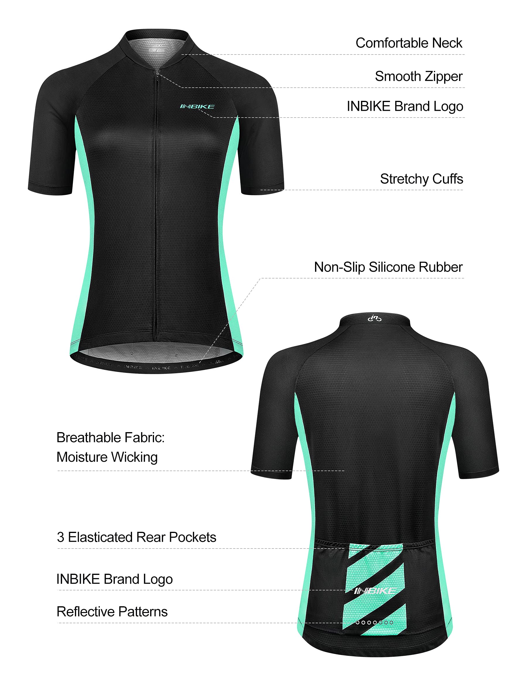 INBIKE Maillot de Ciclismo Profesional para Mujer Verano Secado Rápido Bicicleta Carretera Slim Fit Rosa MTB