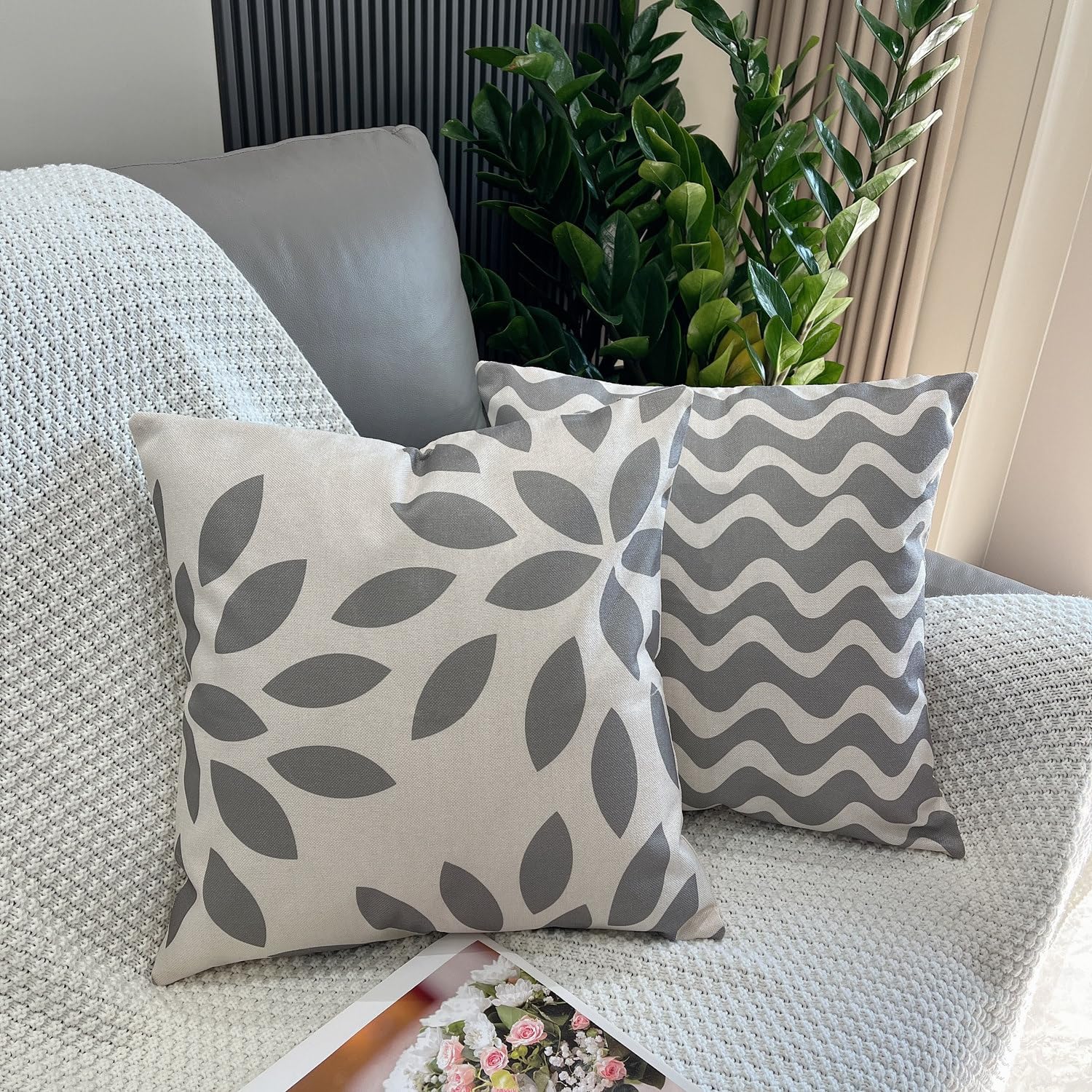 GYISANA Cushion Covers 45cm x 45cm,Set of 4 Sweet Home Decorative Throw Pillow Covers Geometric Pattern Linen Square Pillow Cases 18x18 Inch for Sofa Living Room Bed Couch Car Home Decor - Image 4