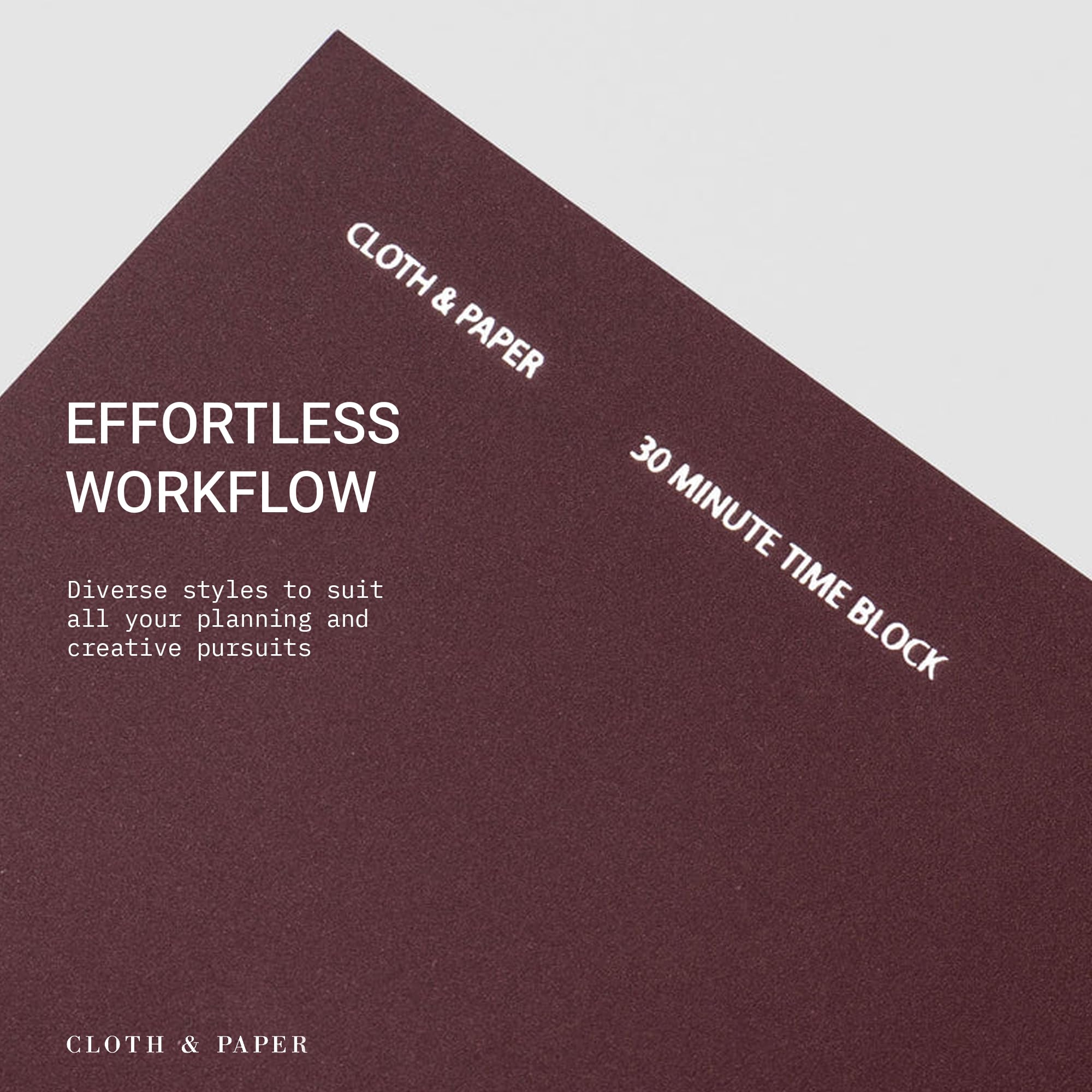 Cloth & Paper Taccuino da viaggio | Planner con blocco del tempo – Bordeaux | Agenda giornaliera sottile A5 10,9 x 21,1 cm | Layout a blocchi di tempo di 30 minuti per pianificazione, pianificazione e