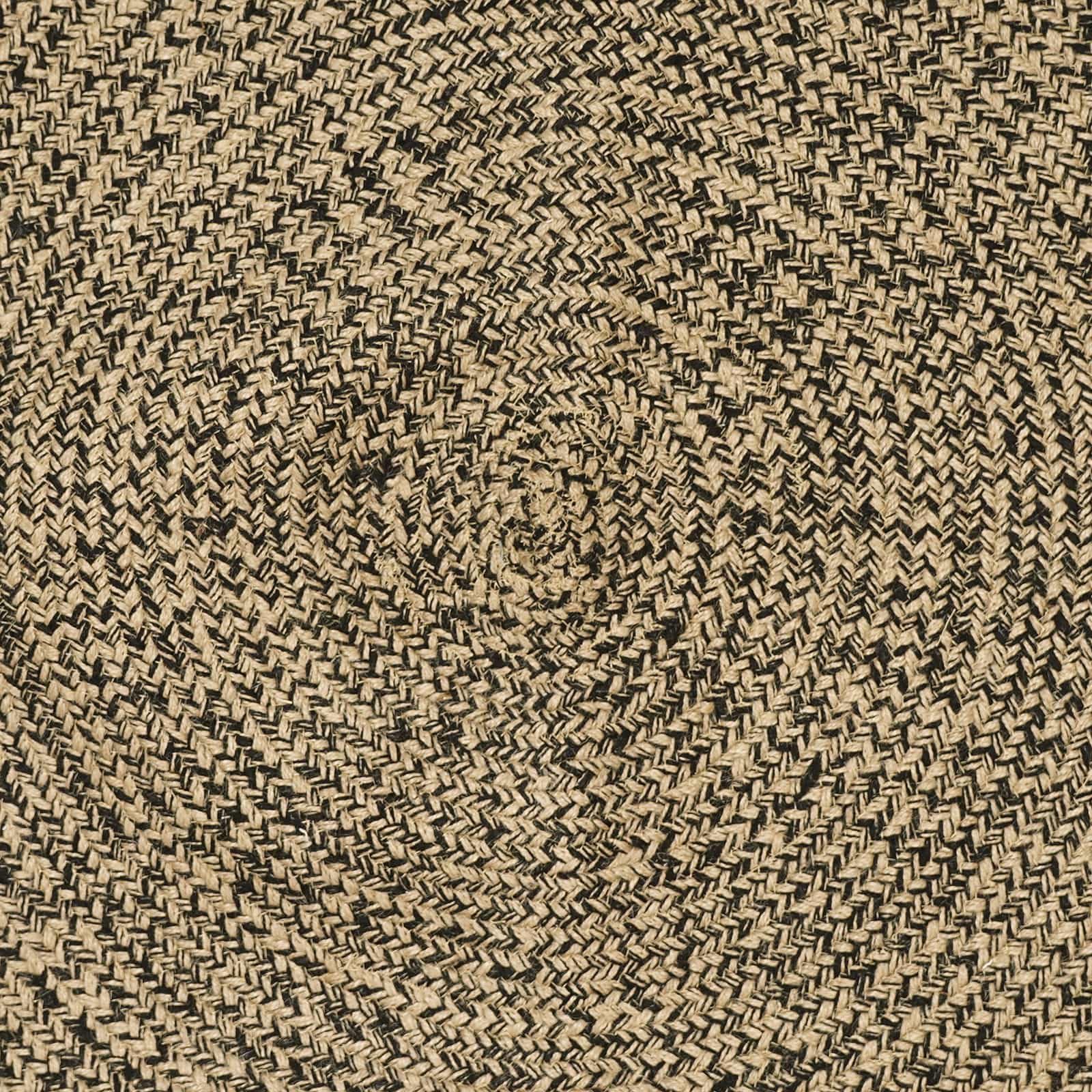 Tapis carré en jute 120 x 120 cm – Tapis naturel moderne en noir et naturel – Tapis à poils courts fait à la main pour salon et chambre à coucher – Aspect sisal durable