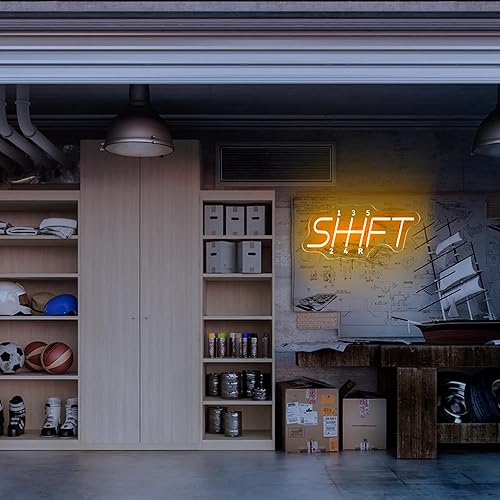 Miniatura 7 de SHIFT - Letrero de neón LED de transmisión manual para coche, decoración de hombre, alimentada por USB, luz regulable para hombre, cueva, garaje,