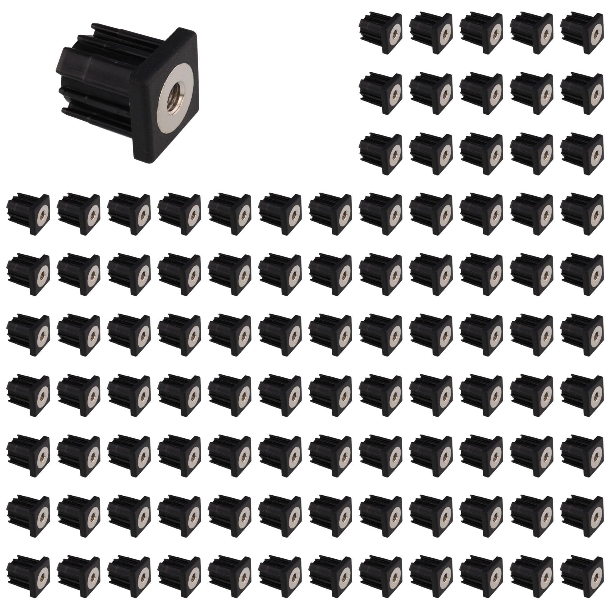 100 tapones roscados M10, 30 x 30 x 2,0, plástico PA reforzado con