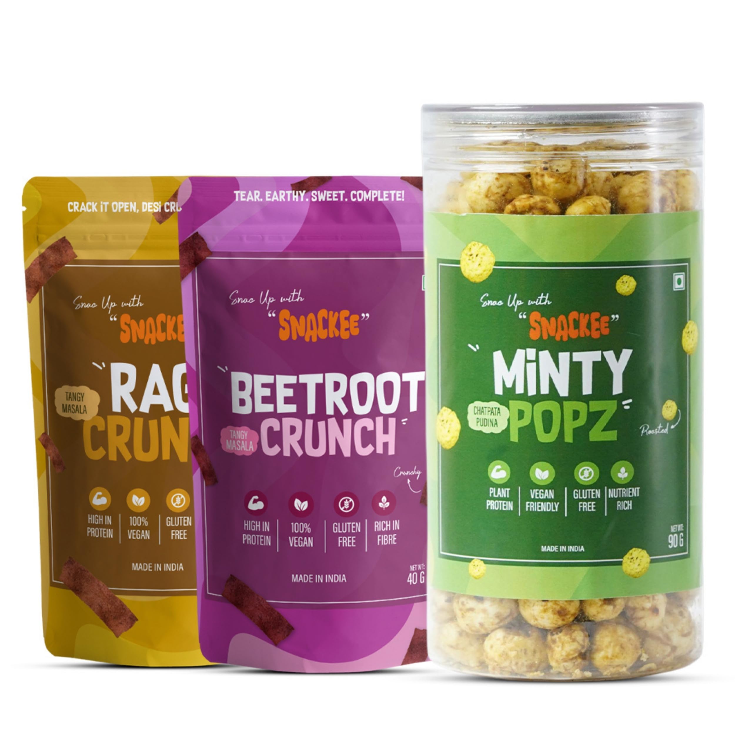Snackee HERA PHERI PACK | Healthy Snacks Combo | Ragi & Beetroot Chips, Pudina Makhana | Roasted Makhana & Crunchy Chips Variety | Fibre & Protein Rich | Midnight Snack | Office Snack | No Trans Fat & Cholesterol-image-4