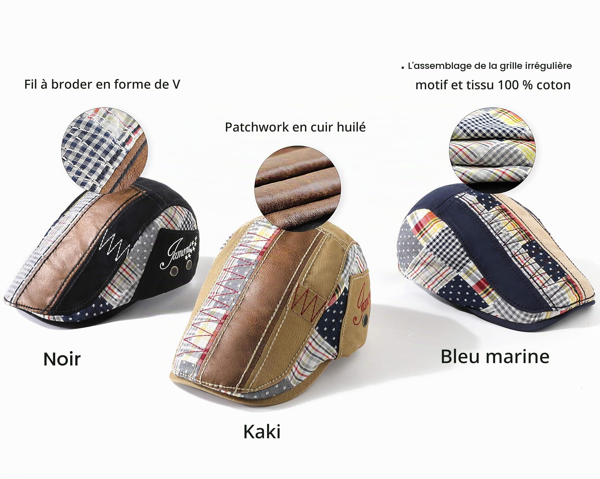 Béret pour Homme Été Chapeau de Coulisse Respirant Casquette Newsboy Flat Cap Casquette Multicolore Homme Accessoire de Vie Quotidienne