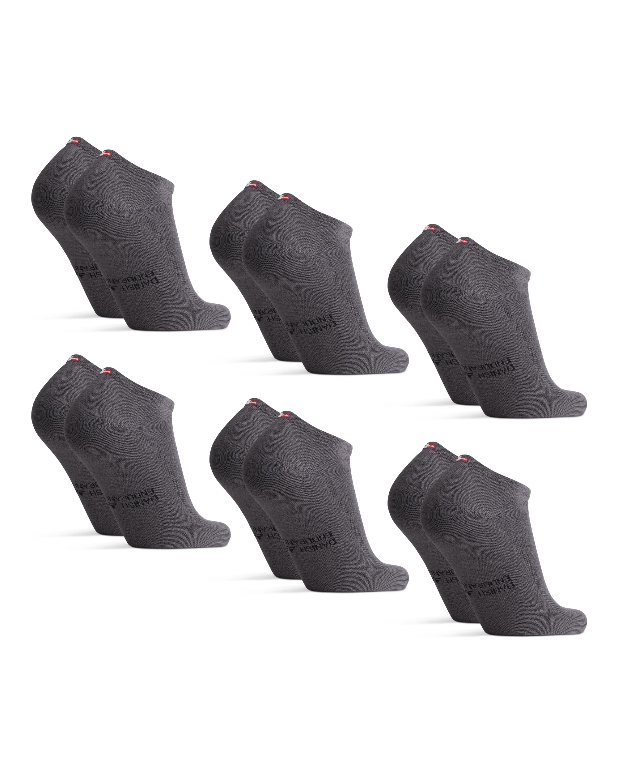 DANISH ENDURANCE Bamboo Trainer Socks, Anti-Blister & Breathable Ankle Socks, Soft, Moisture Wicking, for Men & Women, Unisex, 6 Pack
