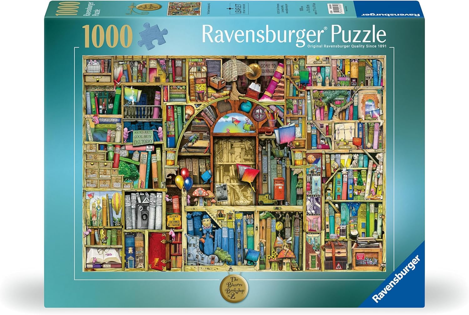 Ravensburger - Puzzle 1000 Pezzi La Biblioteca Bizzarra 2 | Puzzle Per Adulti | Dimensione Di 70x50 Cm | Regalo Per Adulti | Regali Natale