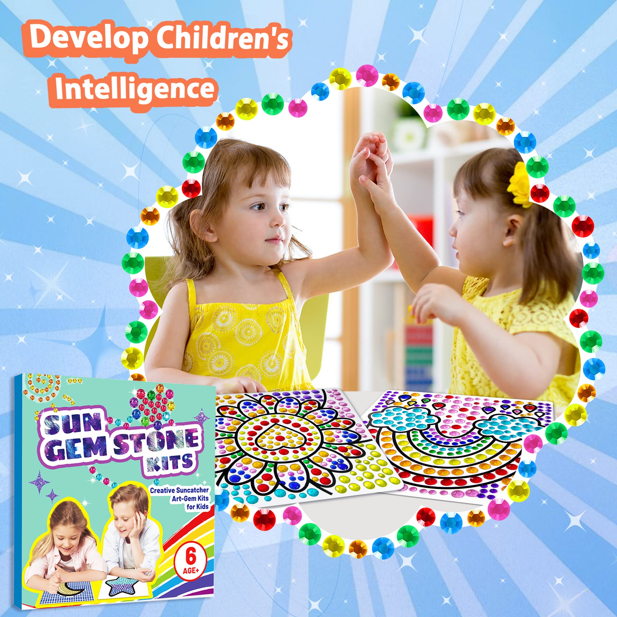 Kit De Peinture Diamant 3D – 6 Attrape-soleil – Plus De 2000 Autocollants – Enfant 6-12 Ans – Art Créatif Fenêtre