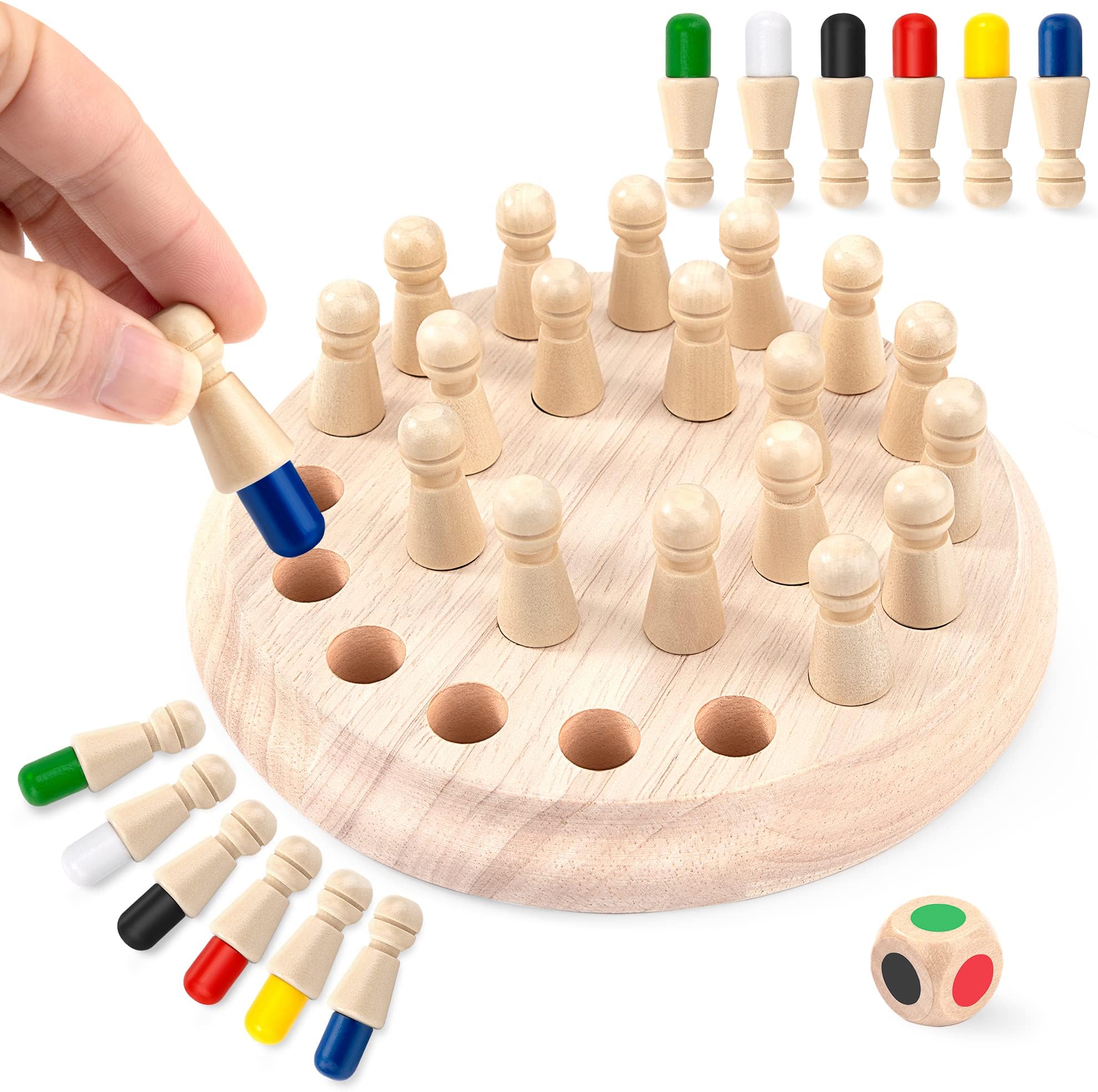 Memory Game, Wooden Board Game Stick Chess Game Memory Matching Toy for Kids Training Logical Thinking Educational Toy for Boys Girls Aged 3 4 5+ Year Old