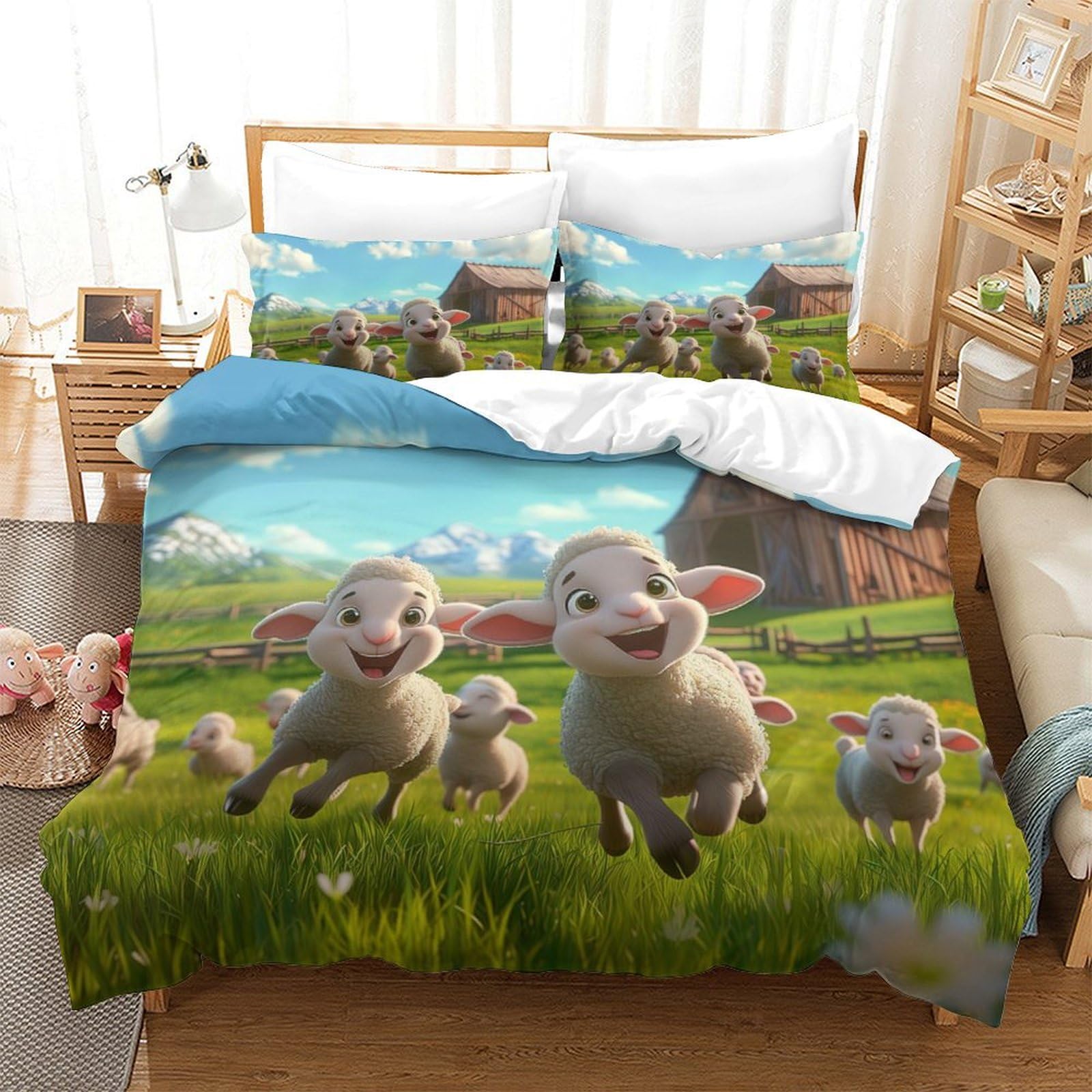 Microfibre super douce housses de couettes imprimé moutons 3D respirante 260x220