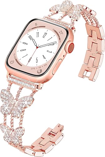 wipalor Correa de mariposa para Apple Watch de 1.614, 1.575, 1.496 pulgadas, para mujer, correa elegante de metal para iWatch de 1.575 pulgadas para wipalor Correa de mariposa para Apple Watch de 1.614, 1.575, 1.496 pulgadas, para mujer, correa elegante de metal para iWatch de 1.575 pulgadas para